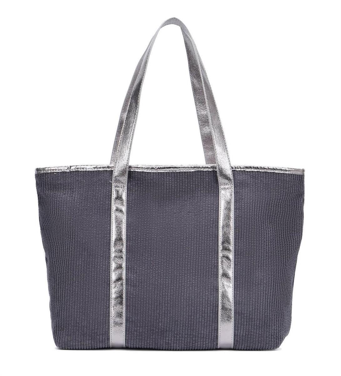 Schultertasche Damen Cordtasche Shopper Tote Bag Handtasche Umhängetasche Metallic