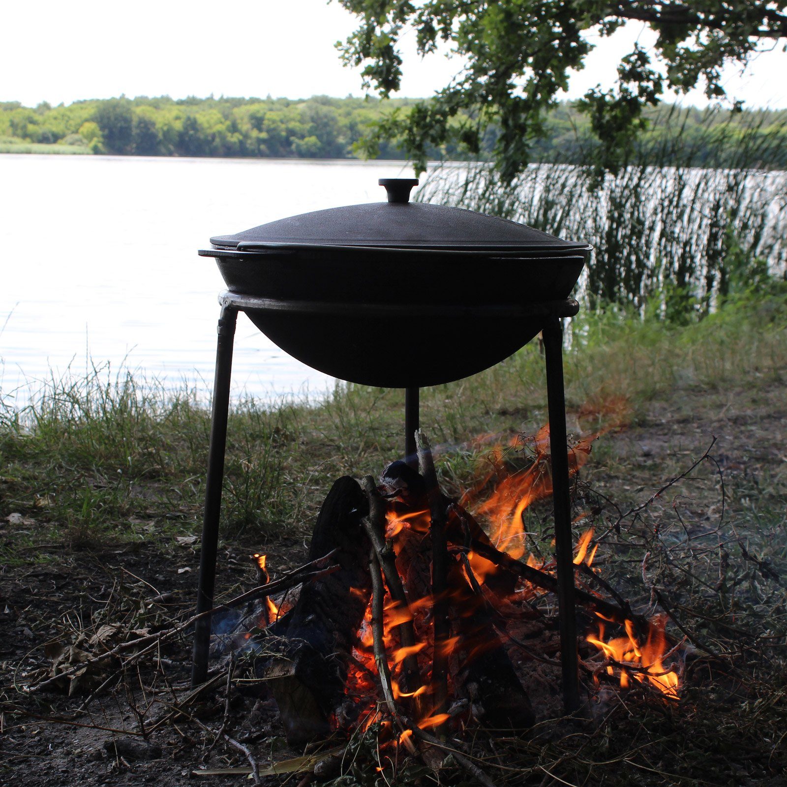 Campingtopf, Schwenktopf 4BIG.fun 12L Grilltopf Deckel Gusseisen Gusseisen Kazan