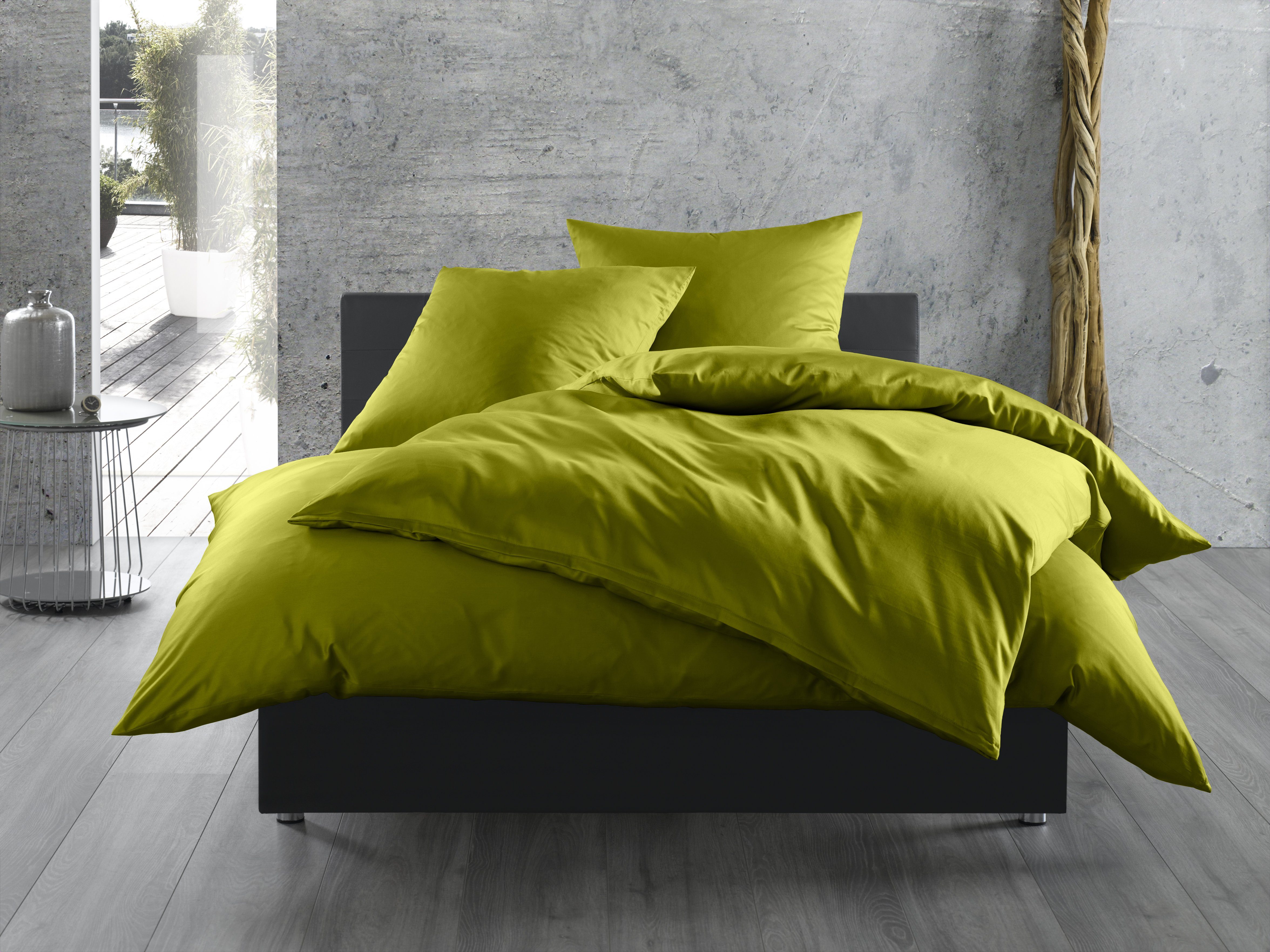 BETTWAESCHE-MIT-STIL Bettwäsche Mako Satin Bettwäsche uni einfarbig, Mako-Satin, 2 teilig