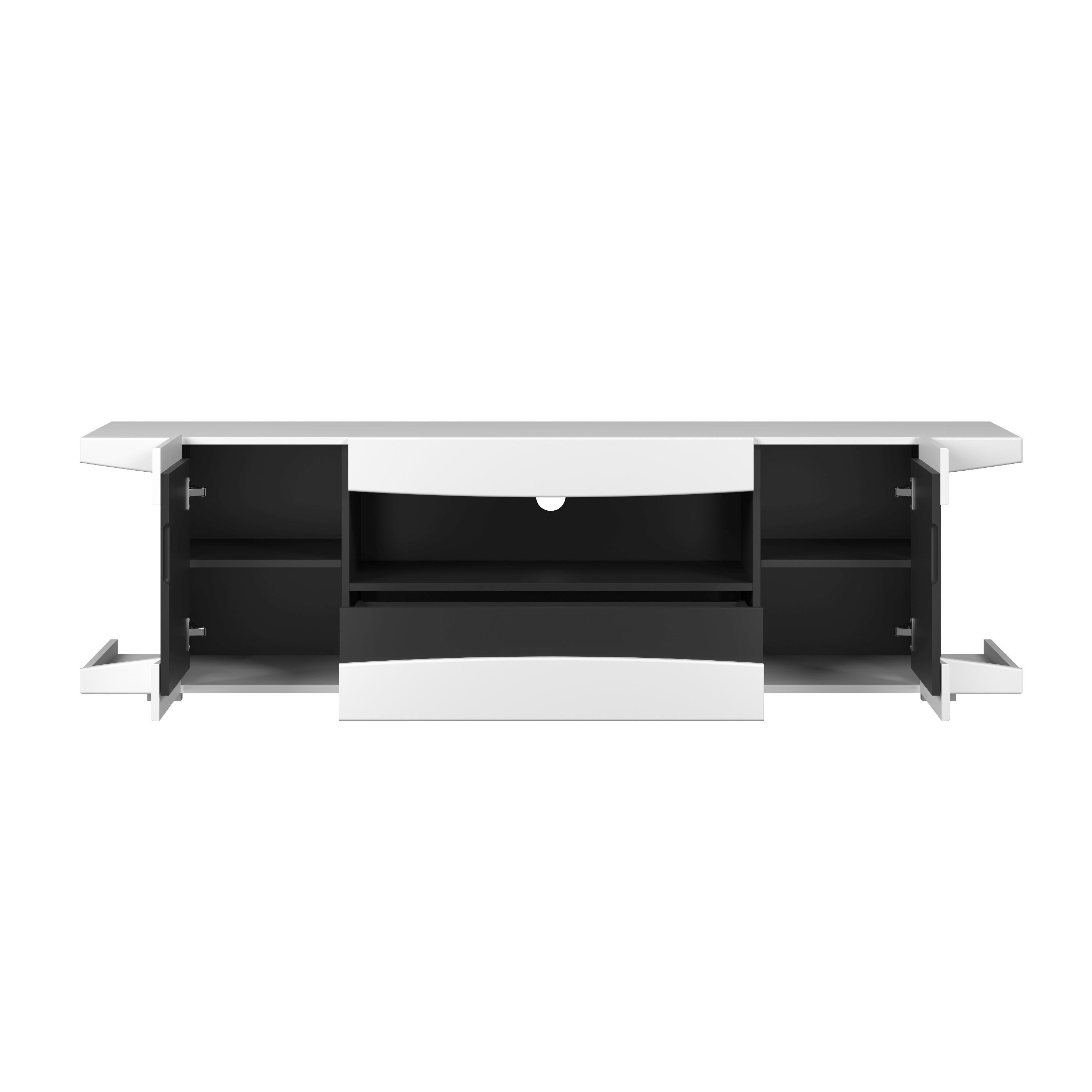 trendteam Lowboard LevelUp, Gaming Tv Schrank Softclose Rot Blau Schwarz LED-Spot 115 x 49 x 42 cm