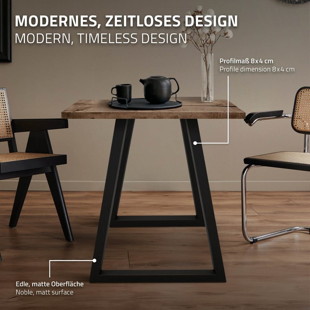 ECD Germany Tischbein 2x Tischgestell Tischkufen Trapez Design aus pulverbeschichtetem Stahl, Metall Möbelfüße 60x72 cm Tischuntergestell für Esstisch Schreibti – Bild 4 von 5
