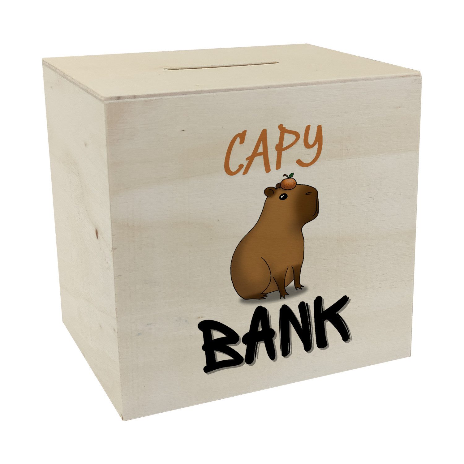Spardose Capy Bank Spardose aus Holz mit witzigem Capybara