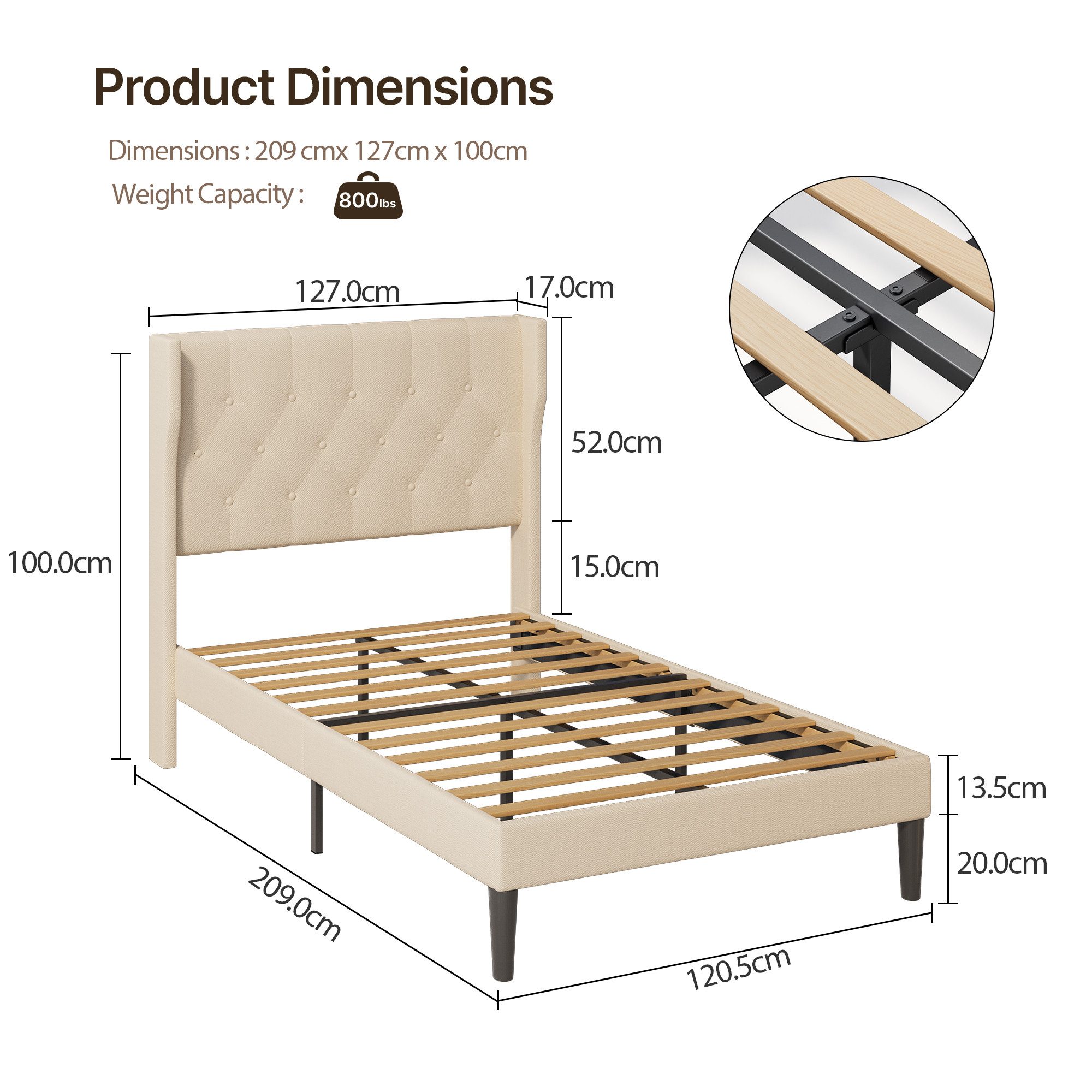 Bealife Bettgestell mit Kopfteil und Lattenrost, Doppelbett, Einzelbett,3 M günstig online kaufen