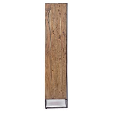 Junado® Regal Kaddy, Akazienholz massiv, stonefarben, 2 Holztüren mit Einlegeboden, 6 offe