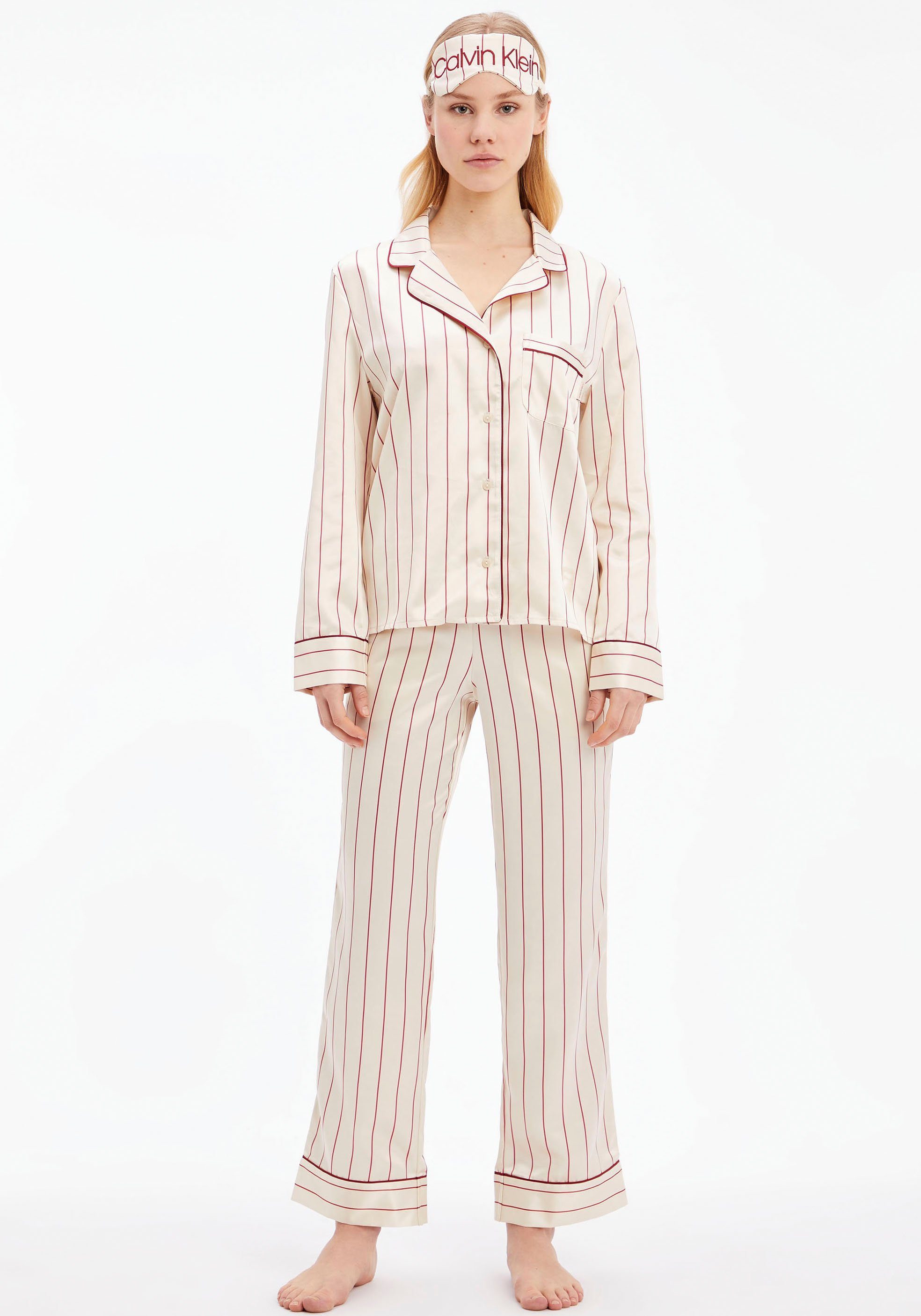 Calvin Klein PANT Underwear im 3 Stück) (Set, L/S SET Pyjama Schlafmaske & Set Pyjama