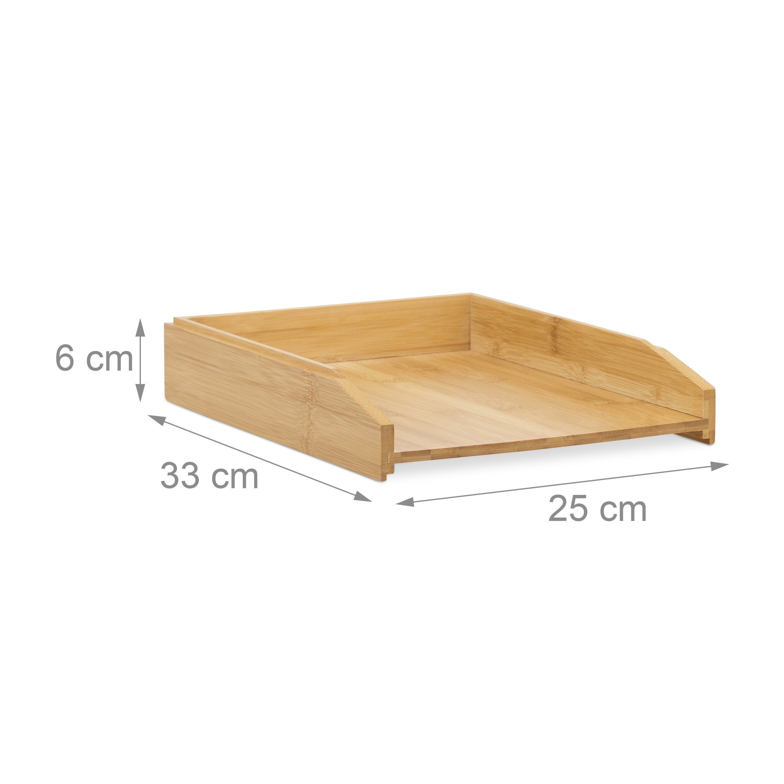 relaxdays Briefablage 3 x Dokumentenablage Bambus stapelbar (1-St) – Bild 4 von 5