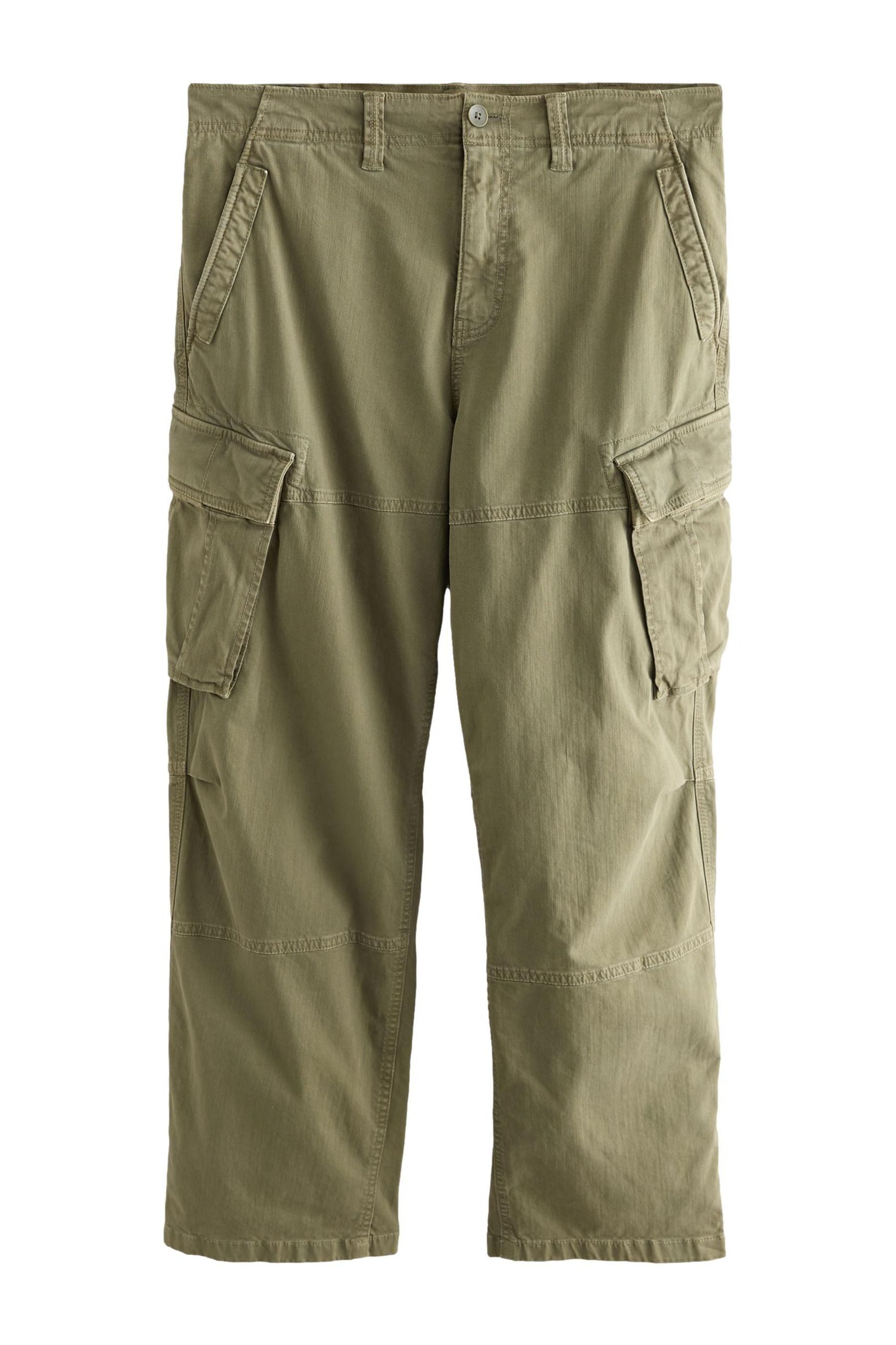 Stretch-Hose Relaxed Fit Cargohose, gewaschener Baumwollstretch