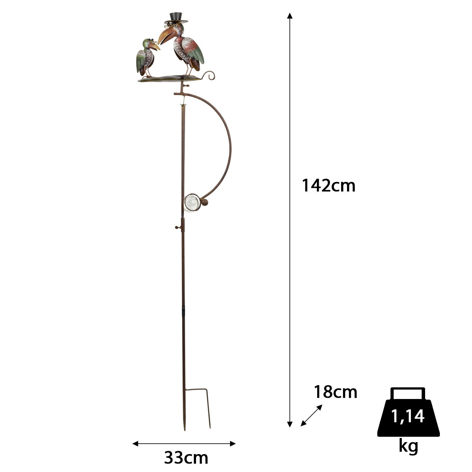 Moritz Gartenstecker Gartenstecker Vögel mit Pendel & Glaskugel 150 cm