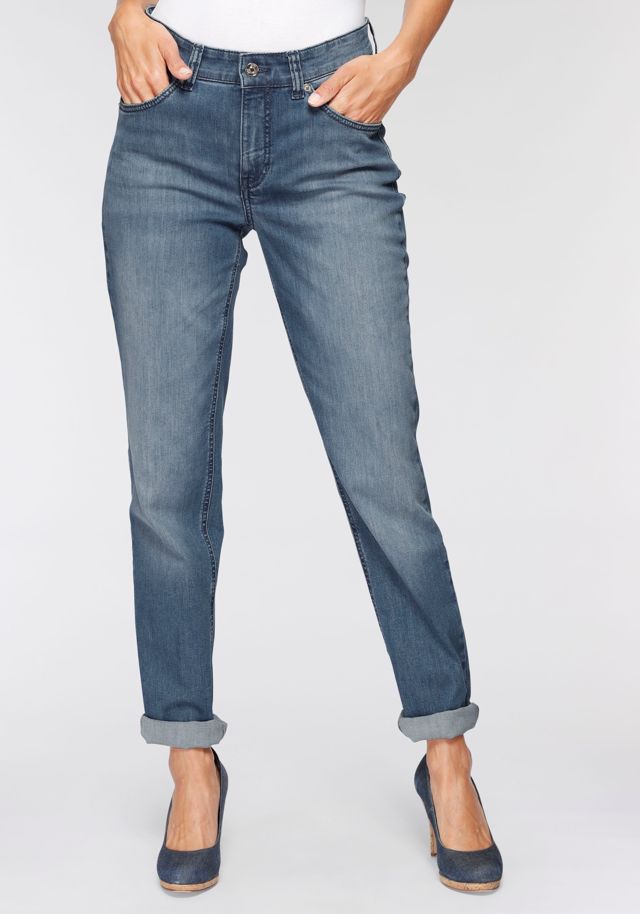 MAC Stretch-Jeans Melanie Gerade geschnitten mid blue main wash