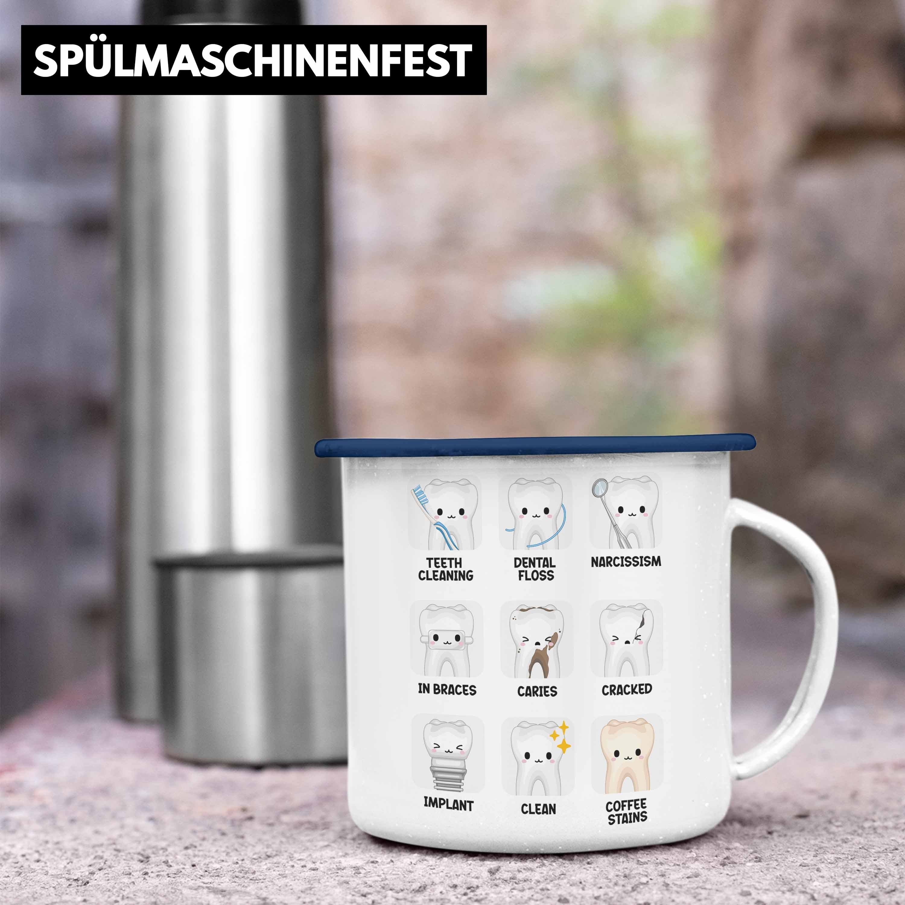 Lustig Emaille Blau Thermotasse Zahnarzthelferin - Zahnmedizinische Trendation Tasse Geschenk Geschenkidee Zahnarzt Zahnarzt Fachangestellte Damen Trendation Zahnärztin LOVE