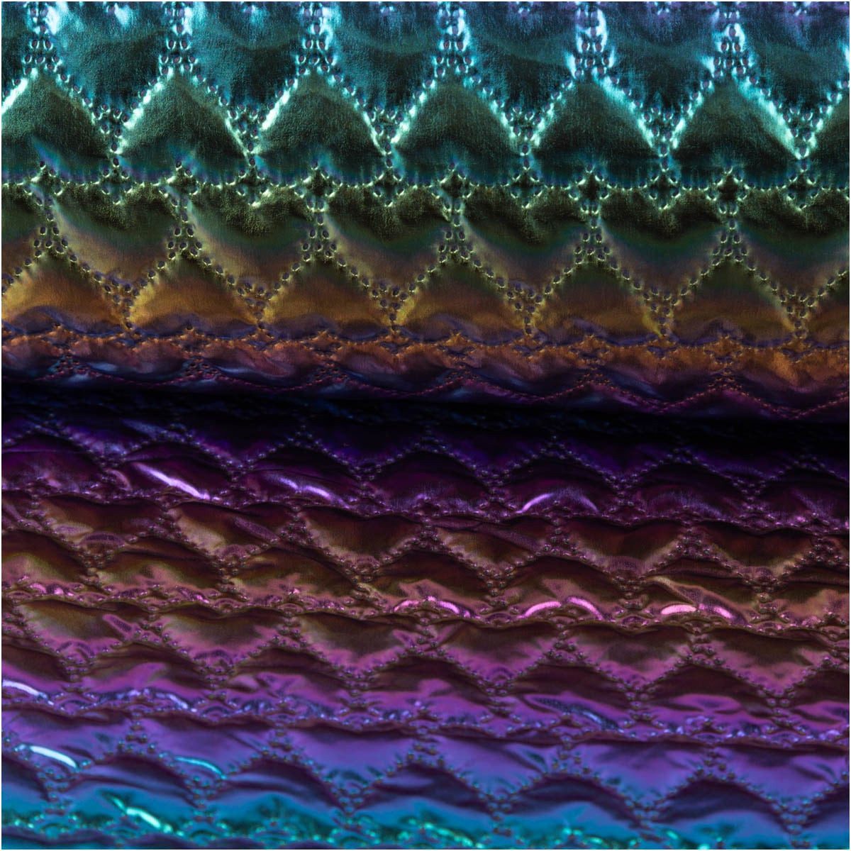 SCHÖNER LEBEN. Stoff Steppstoff Meterware wattiert Herzen holografisch bunt 140cm, pflegeleicht