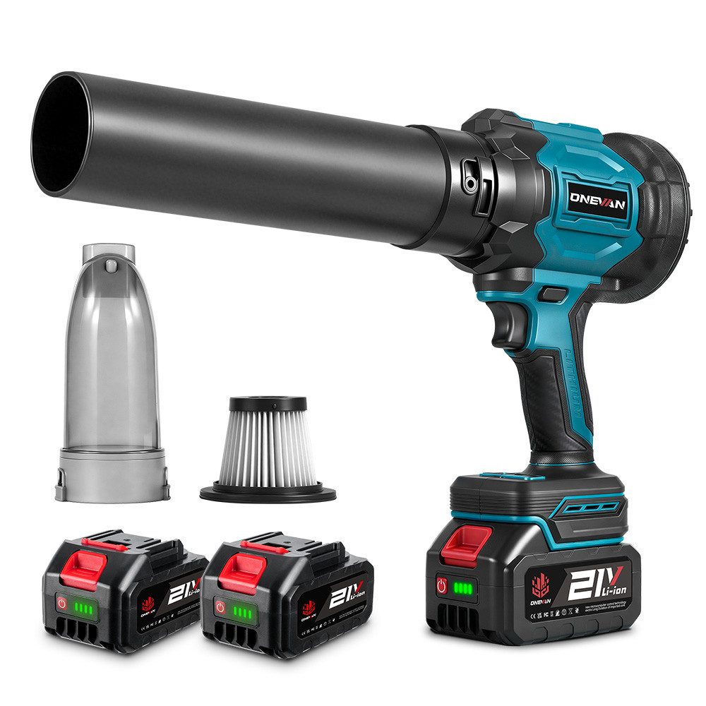 ONEVAN Akku-Laubbläser Staubsauger 2-in-1 Gebläse 300 m/s Bürstenloser Laubbläser, Handstaubsauger für den Außenbereich und das Auto