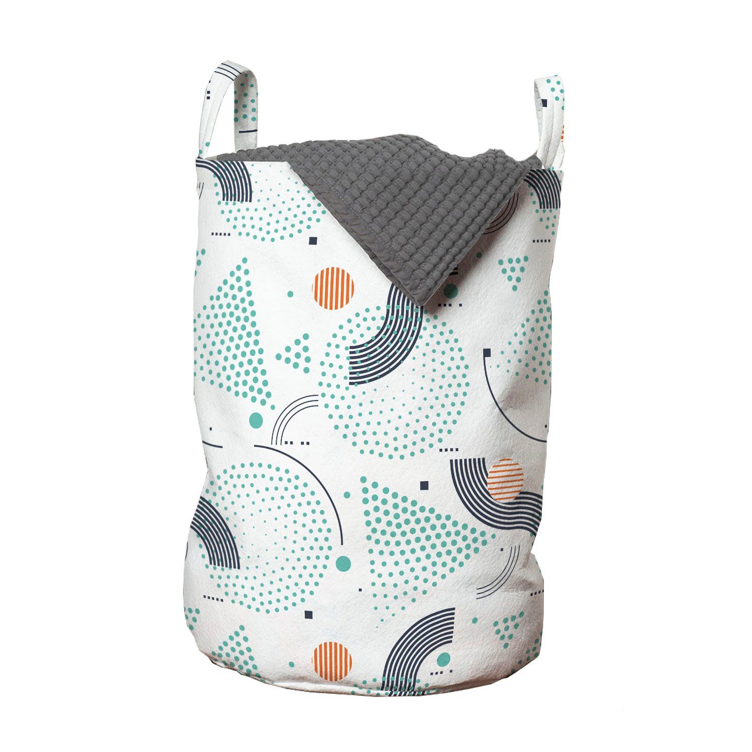 Abakuhaus Wäschesäckchen Wäschekorb mit für Stripes Geometrisch Kordelzugverschluss Waschsalons, Dots Triangles Griffen