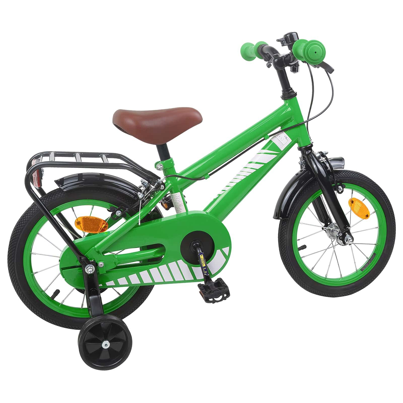 vidaXL Kinderfahrrad 90 x 49 x 67,5 cm Kinderfahrrad 12 Zoll für 2-4 Jahre alt Grün Stützrä
