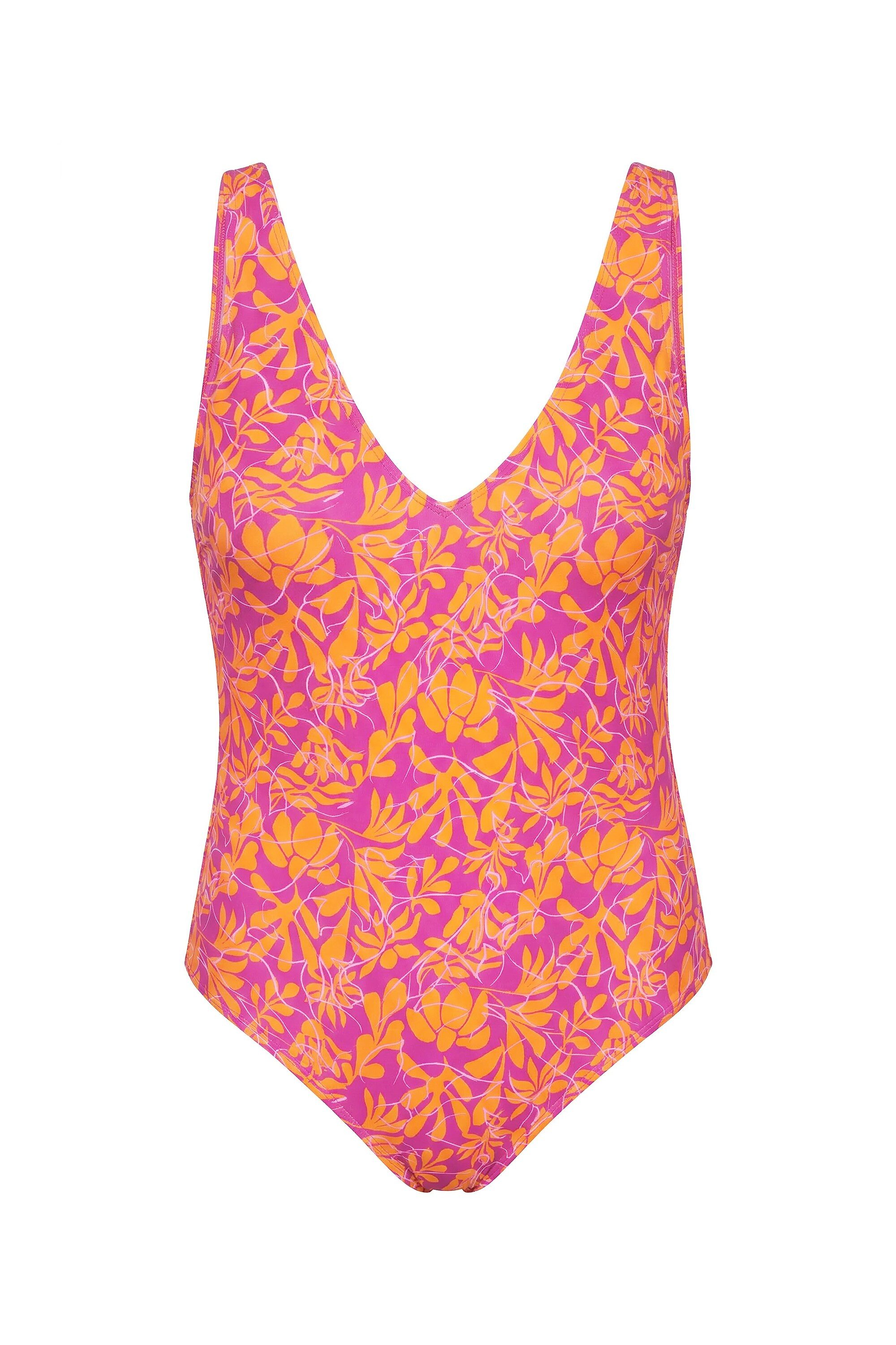 Studio Untold Badeanzug Badeanzug Neon Flowers Softcups V-Rückenausschnitt