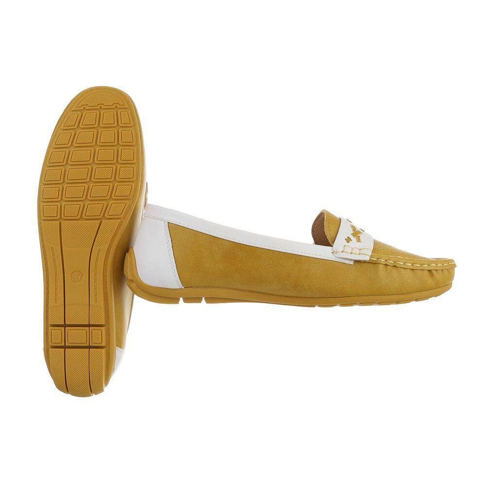 Damen Gelb Mokassins in Ital-Design Mokassins Flach Freizeit Slipper