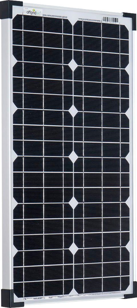 offgridtec Solarmodul Solarpanel, MONO W, 30W wiederstandsfähiges ESG-Glas Monokristallin, 12V extrem 30