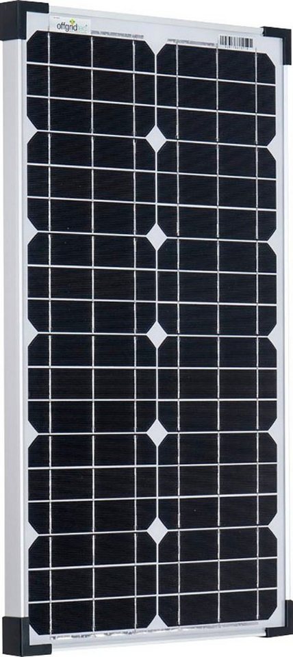 Thumbnail - offgridtec Solarmodul 30W MONO 12V Solarpanel, 30 W, Monokristallin, extrem wiederstandsfähiges ESG-Glas