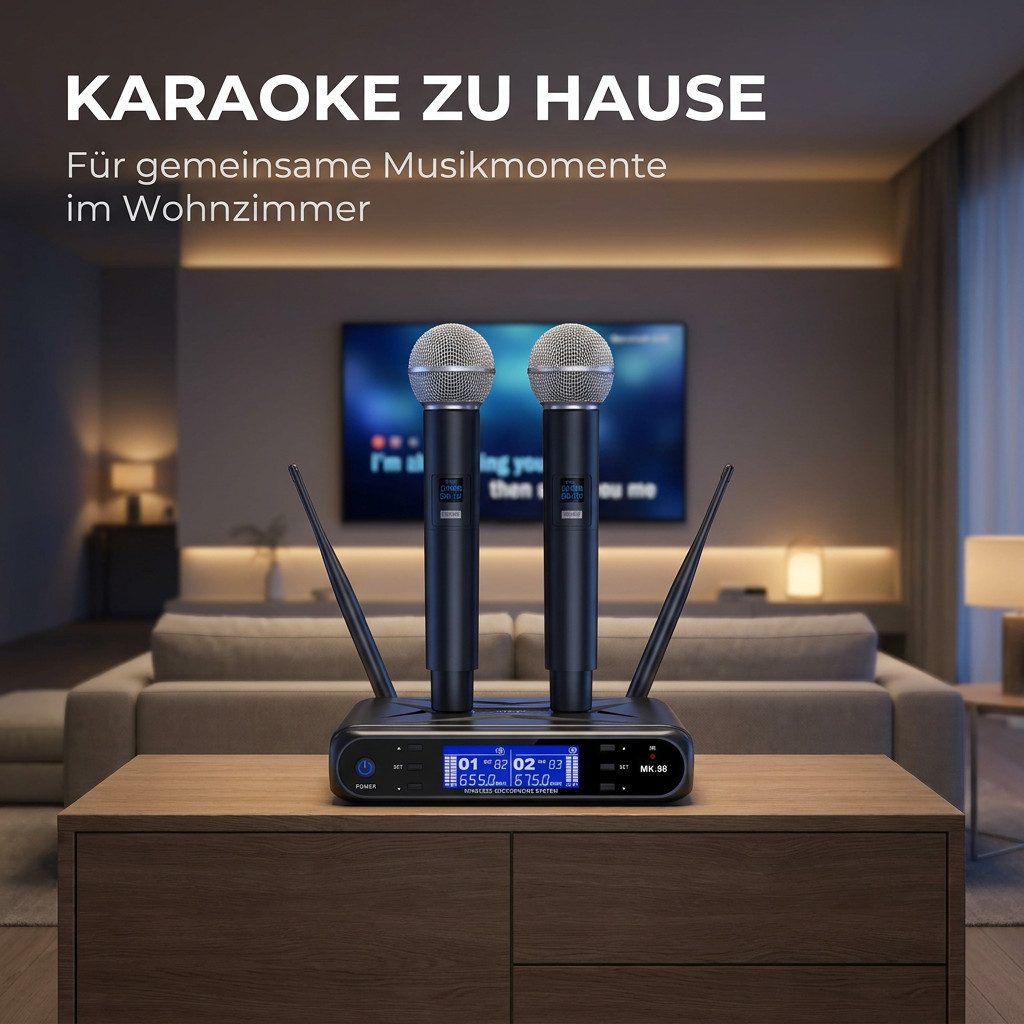 Minicloss Mikrofon Dual Mikrofon Kabellos System, Funkmikrofon drahtloses Karaoke Mikro, Set Wireless Microphone mit Empfänger für Hochzeit Party Kirche – Bild 4 von 5