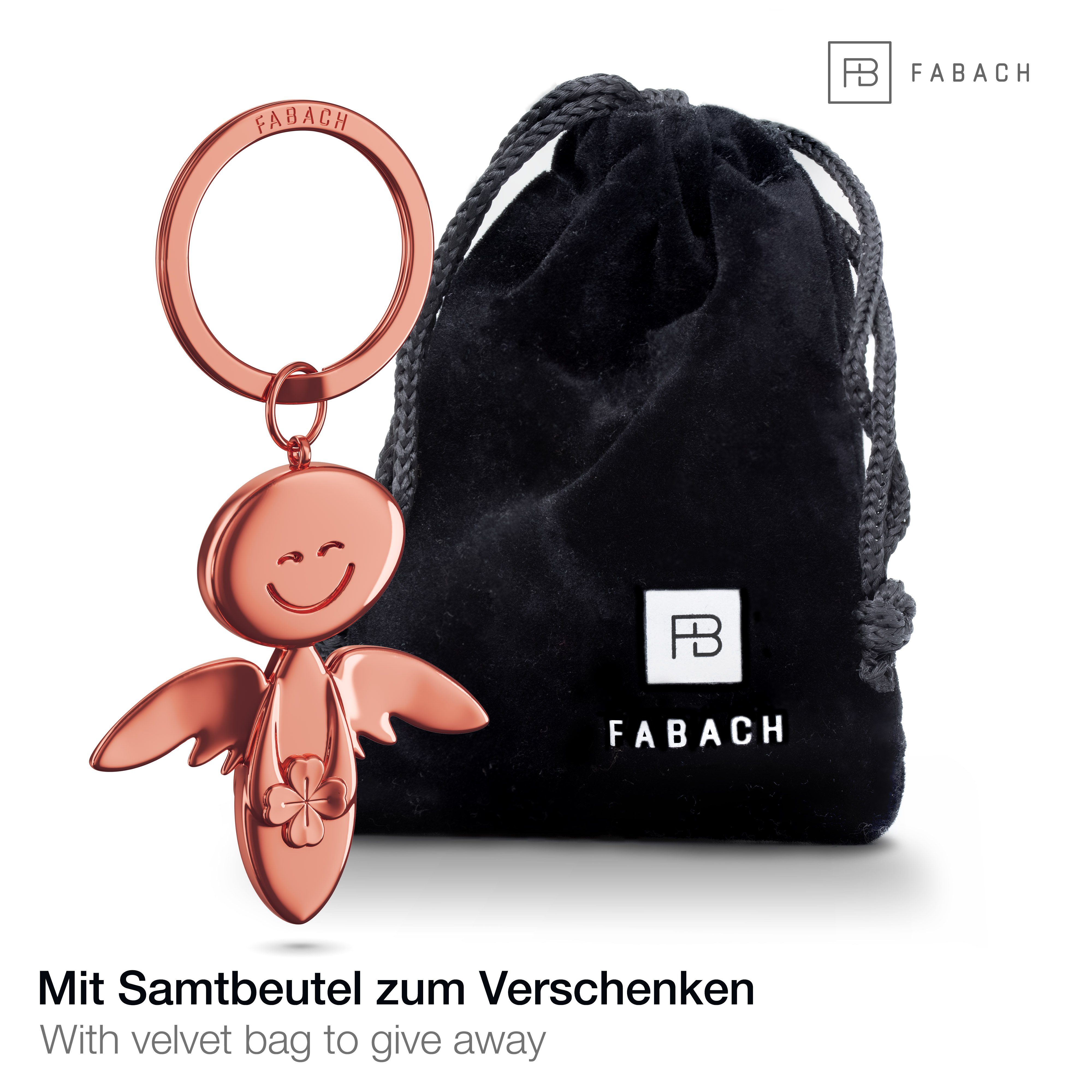 FABACH Schlüsselanhänger Geschenk mit - Roségold Schutzengel Kleeblatt Mutmacher Smile Glücksbringer