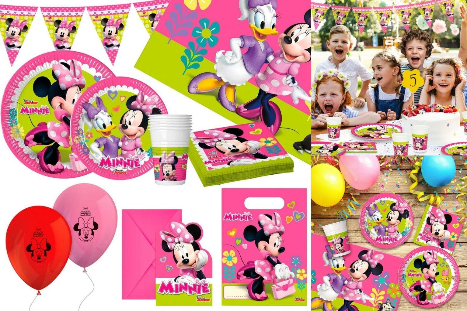 Mouse Partyartikel Stücke 66 Minnie Einweggeschirr-Set Set Minnie Mouse Disney