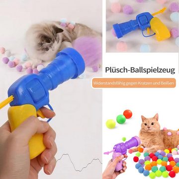 MAGICSHE Tier-Beschäftigungsspielzeug Katzenspielzeug Ballwerfer Plüschball-Schießpistole mit Pompom-Bällen