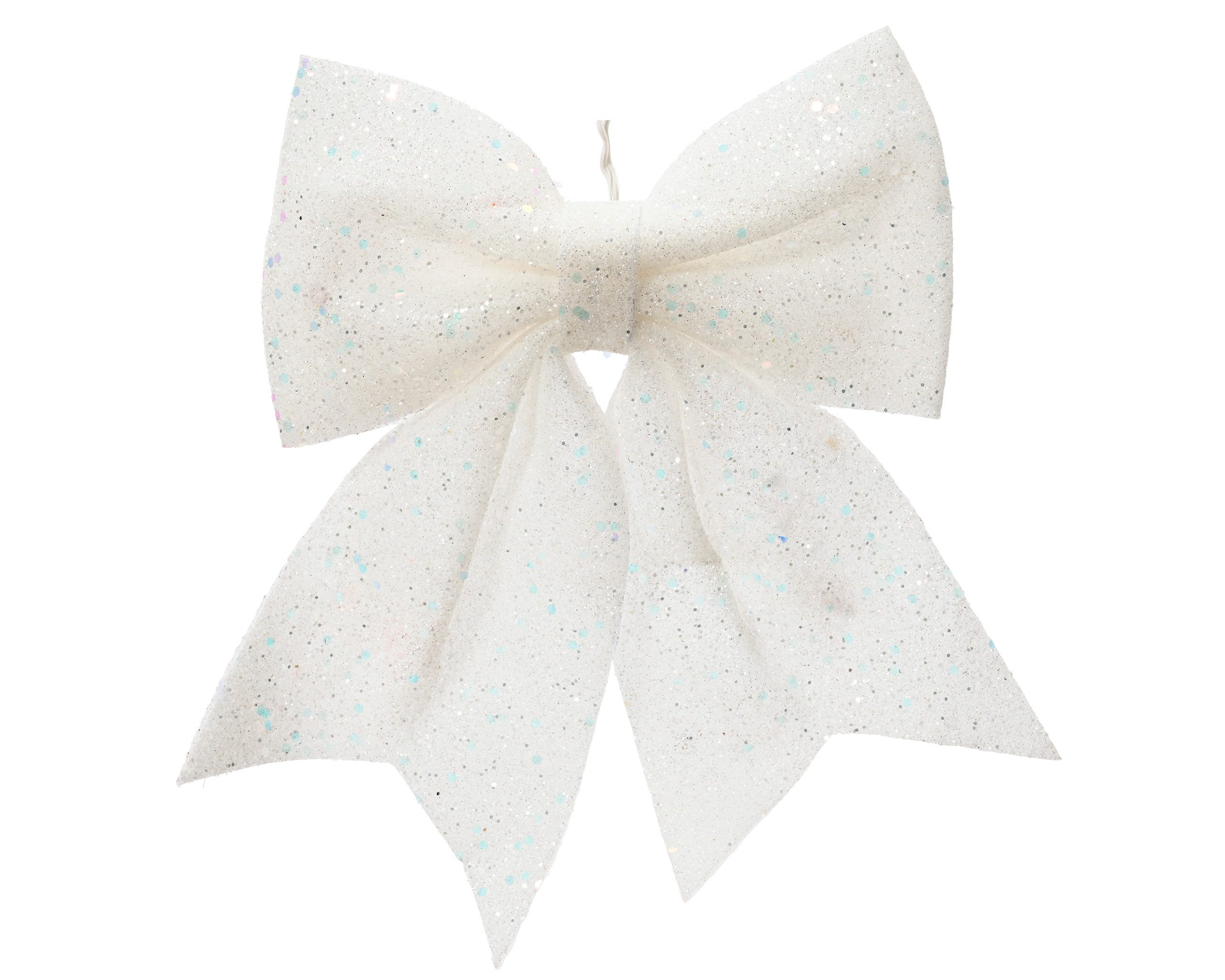 Kaemingk Christbaumschmuck, Schleife 24cm mit Glitzer 1 Stück Weiß