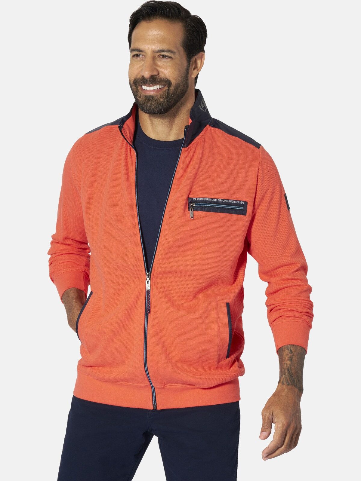 Jan Vanderstorm Sweatjacke LEEVEN mit Schulterbesatz