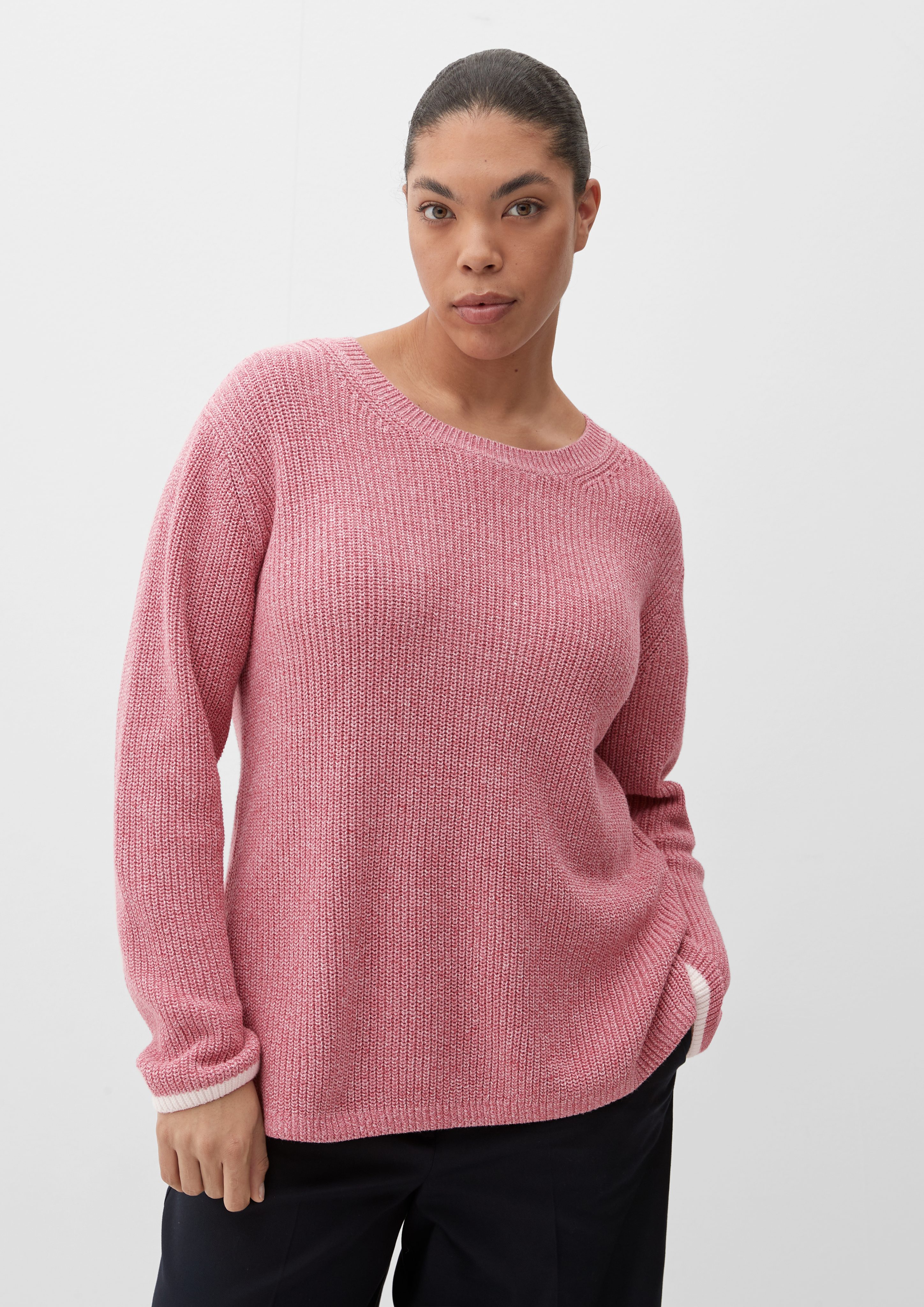 TRIANGLE Strickpullover Strickpullover aus Baumwolle KontrastDetails
