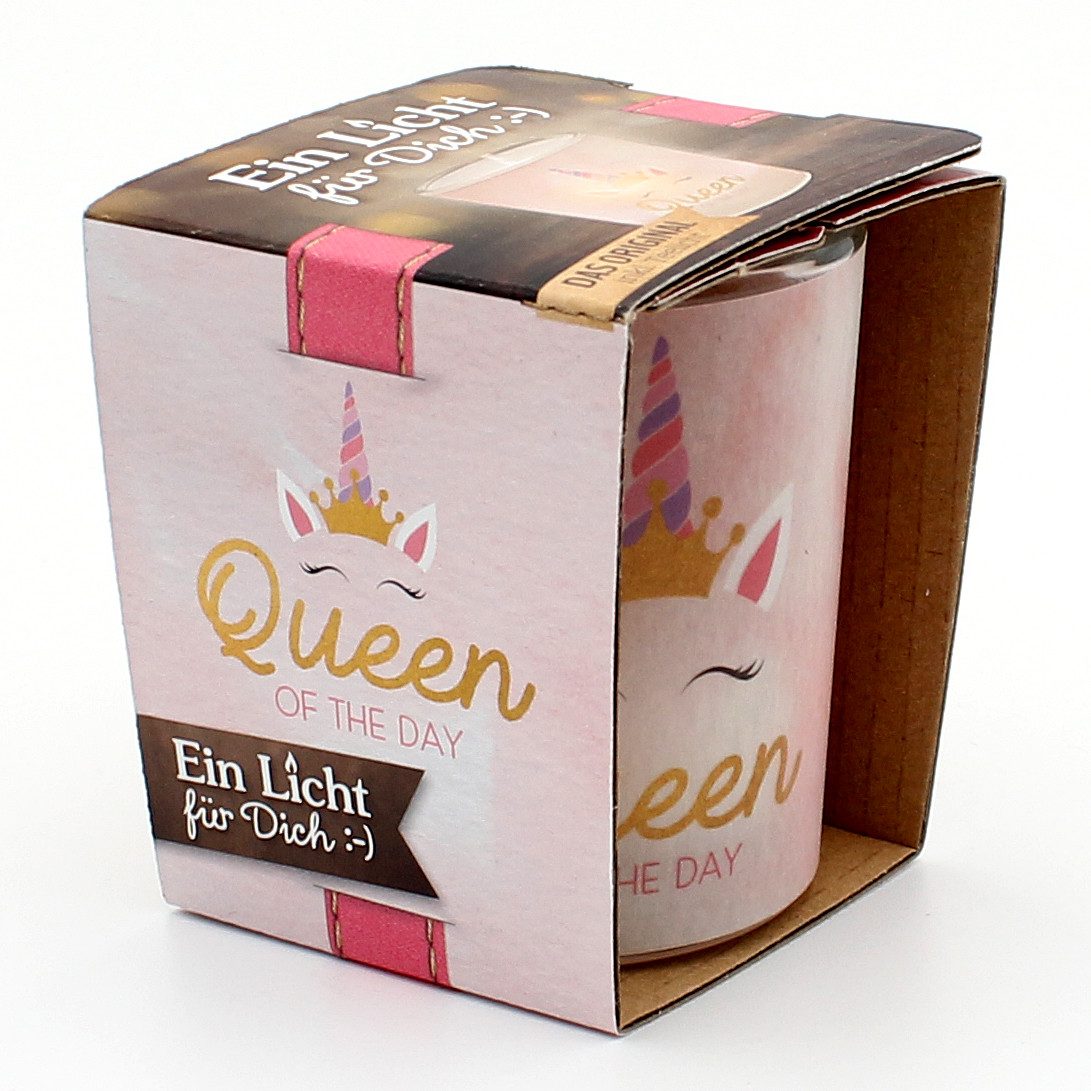 Dekohelden24 Windlicht Windlichtglas mit Motiv: Queen of the Day.