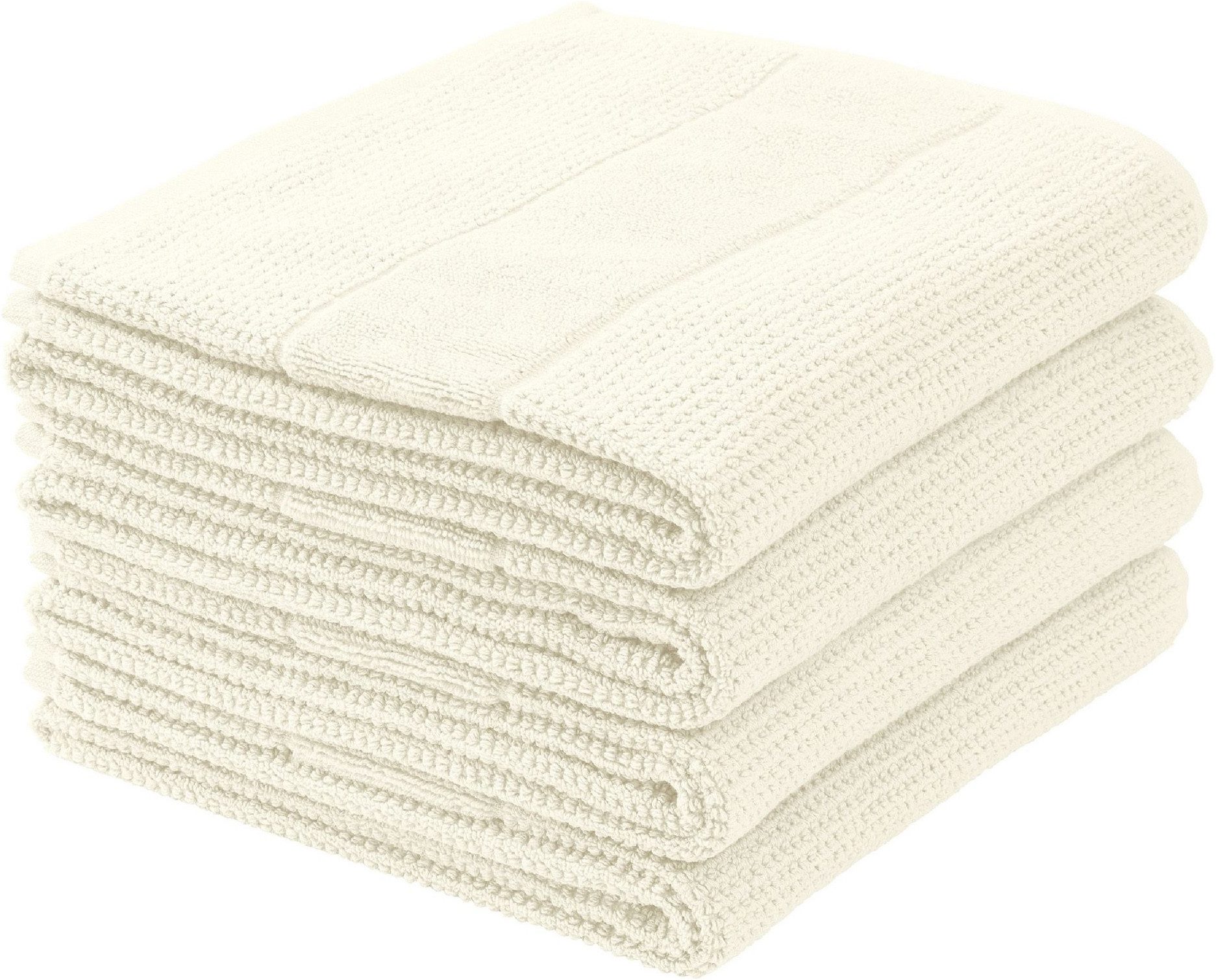 Schiesser Handtücher Turin aus 100% Baumwolle in dezenter Reiskornoptik, Frottier (Set, 4-St), OEKO-TEX® MADE IN GREEN