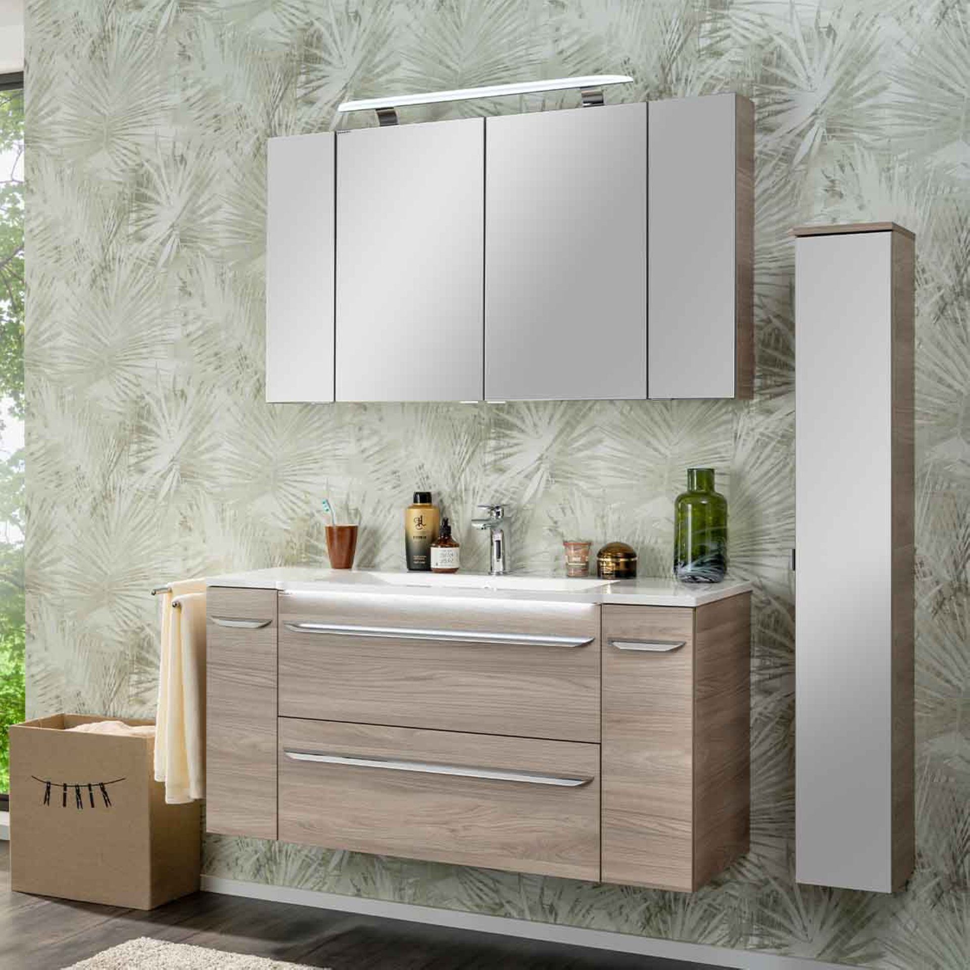 FACKELMANN Badmöbel-Set LUXOR 7-teiliges Set, LED-Spiegelschrank günstig online kaufen