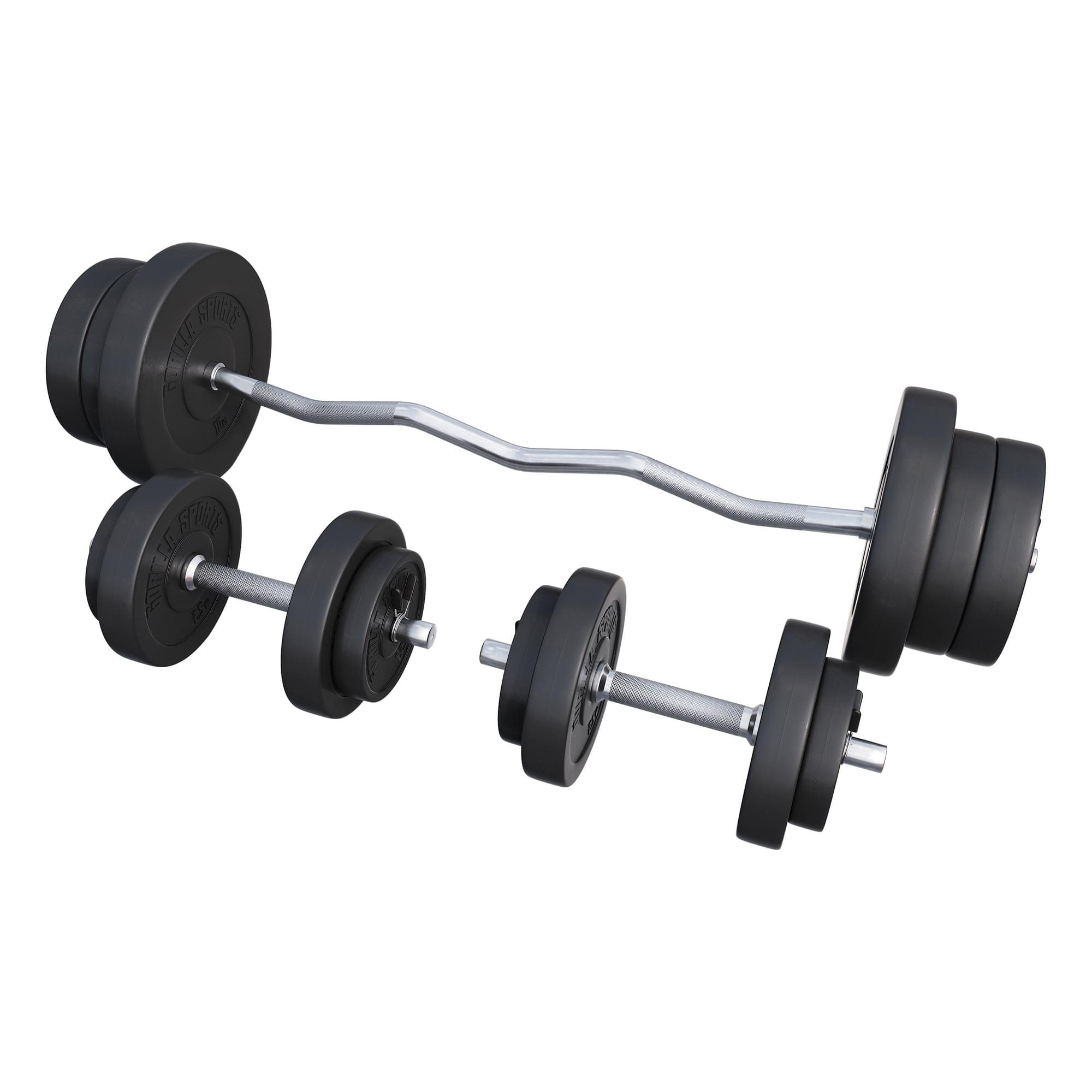 Hantel-Set SZ Curlstange 120cm, 2X Kurzhanteln 30mm, mit 6 Federverschlüssen