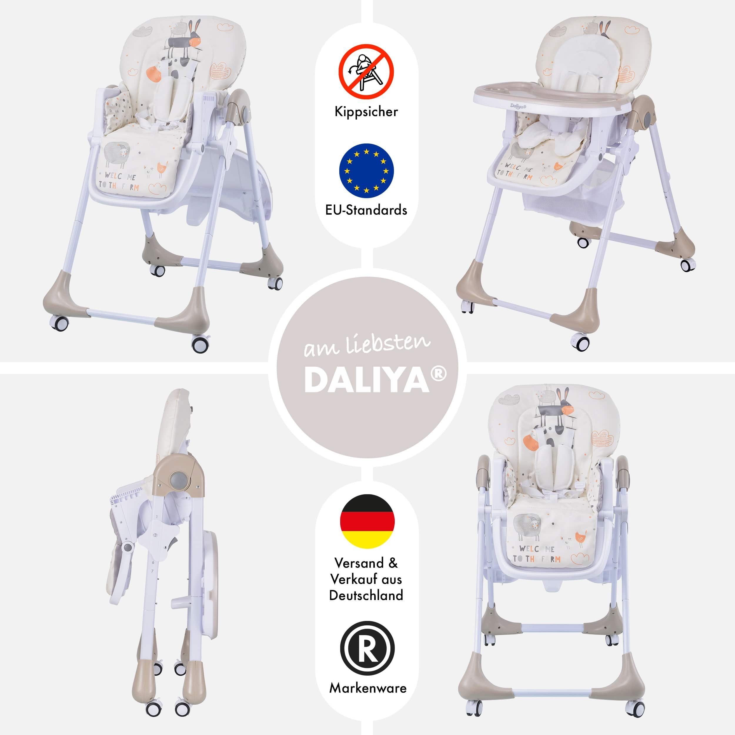 Daliya® Hochstuhl SITONMI 3in1 Kinderhochstuhl & Babyliege, extra breite Rückenlehne (Set, 7 St), Babyliege, 0-4 Jahre, breite Rückenlehne, Tablett, Korb, Platz – Bild 4 von 5