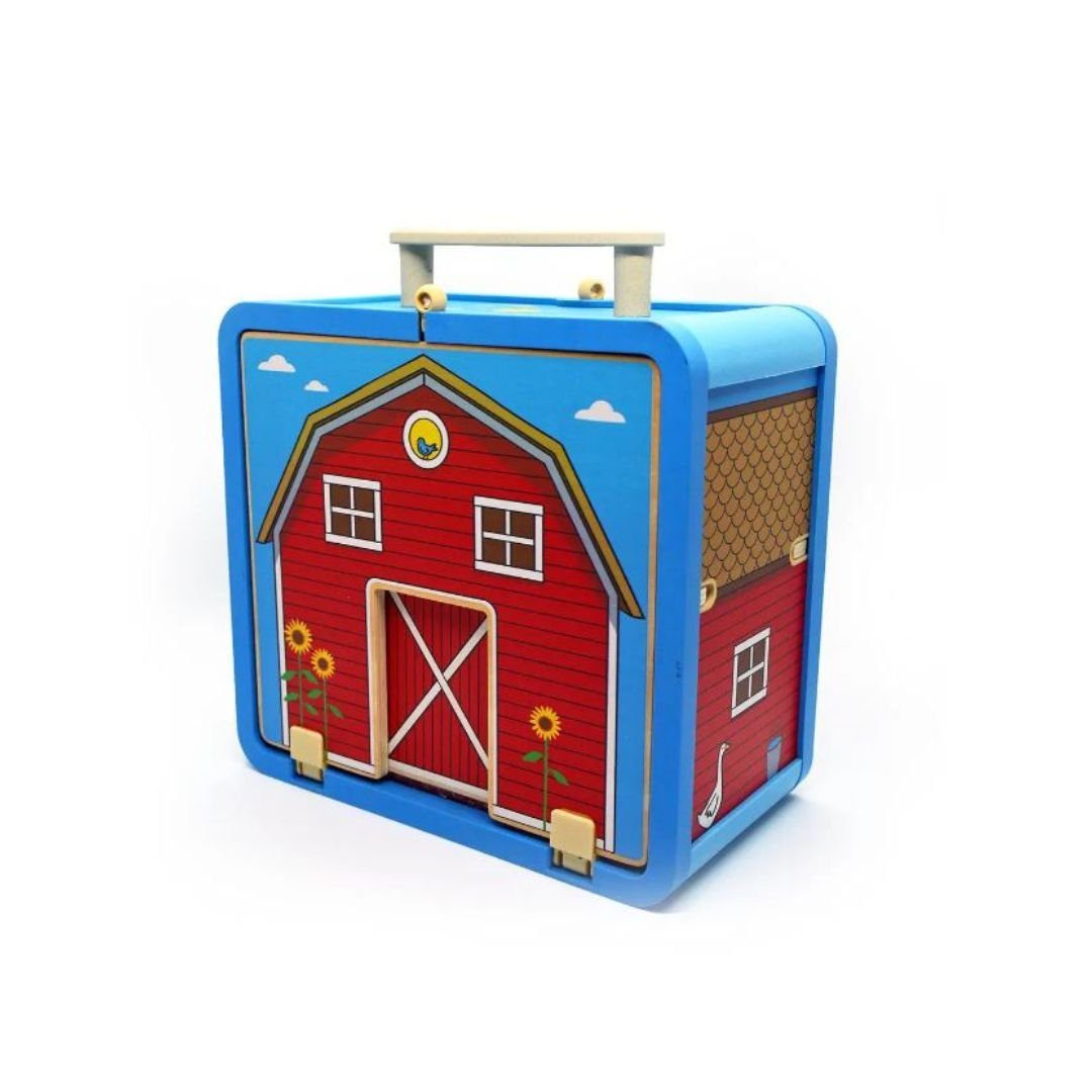 Spielfigur mit Koffer Holzfiguren Bauernhof suebidou Mitnehm