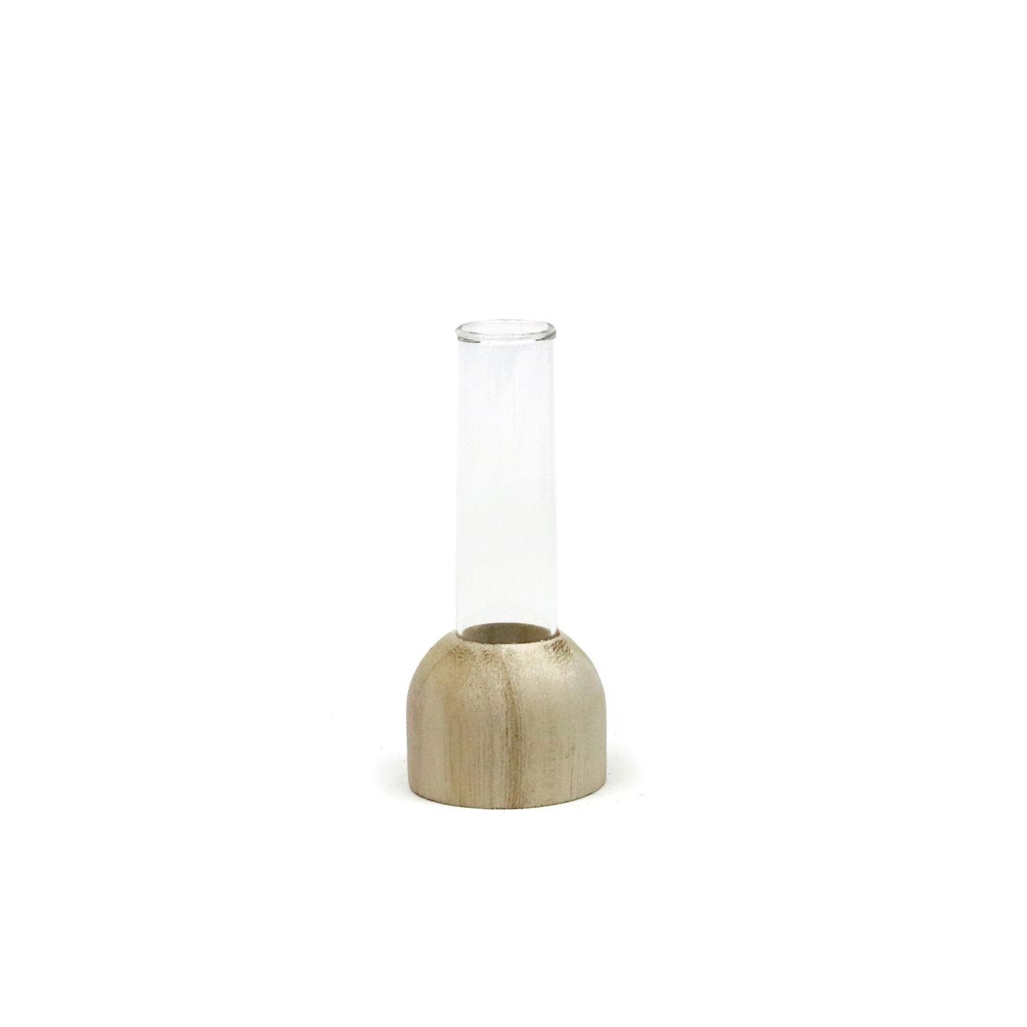 NaDeco Dekovase Reagenzglas Vase aus Holz, Packung mit 2 Stück, Größe h.10 Ø2cm