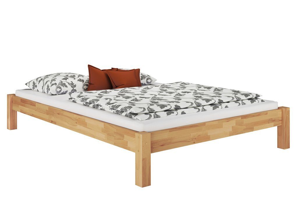 ERST-HOLZ Buche Doppelbett Ehebett Kingsize-Bett massiv Bett Buchefarblos lackiert 200x220,