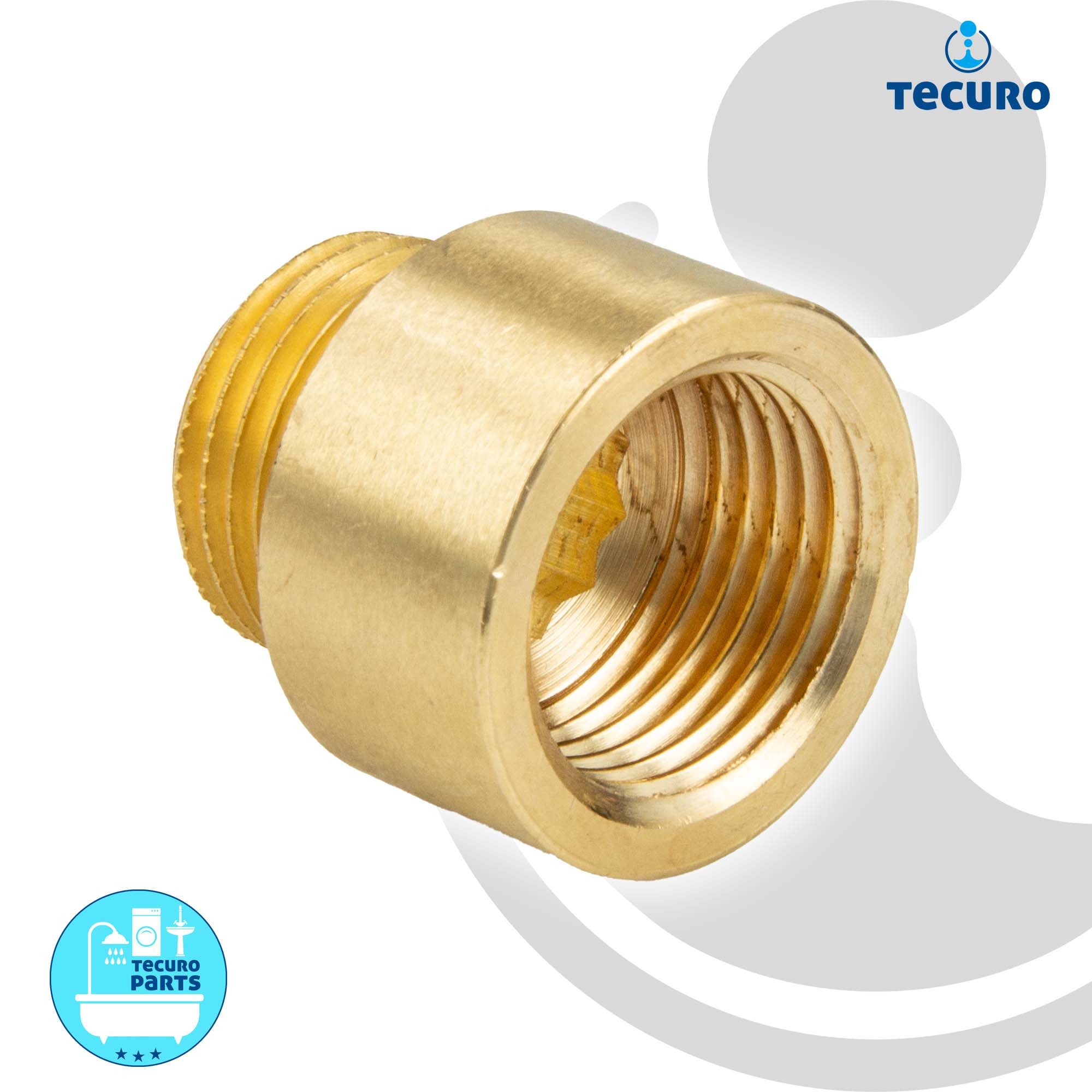 tecuro Gewindefitting tecuro Hahnverlängerung Messing blank - verschiedene Größen, 3/8 Zoll x 15 mm