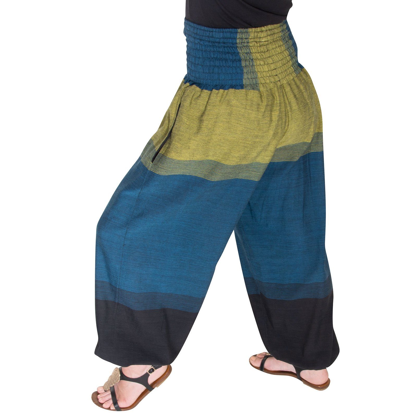 KUNST UND MAGIE Haremshose KUNST&MAGIE Damen Grün bunt Pumphose one / Petrol size Yoga Smerhose Pluderhose Boho