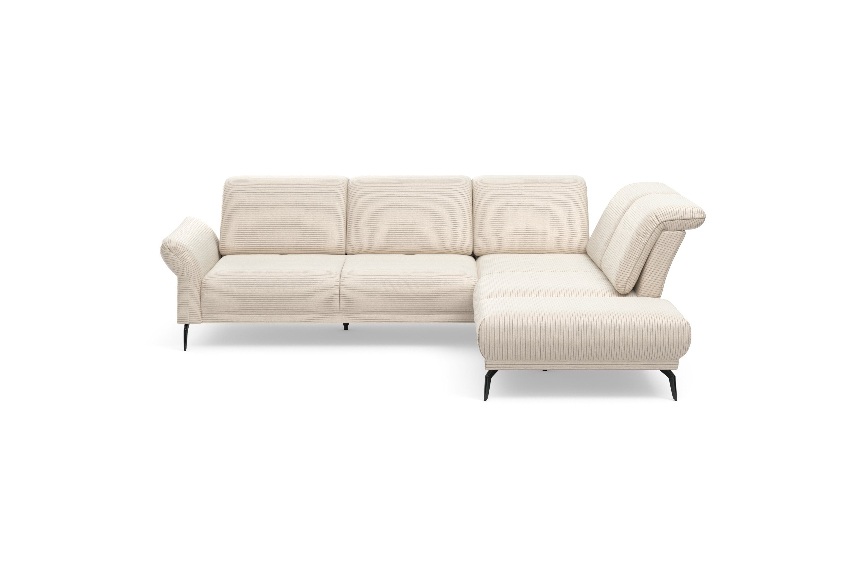 Home affaire Ecksofa Coco L-Form, Sitztiefen-, Arm- und Kopfteilverstellung, Cord-Bezug, Fußhöhe 15 cm