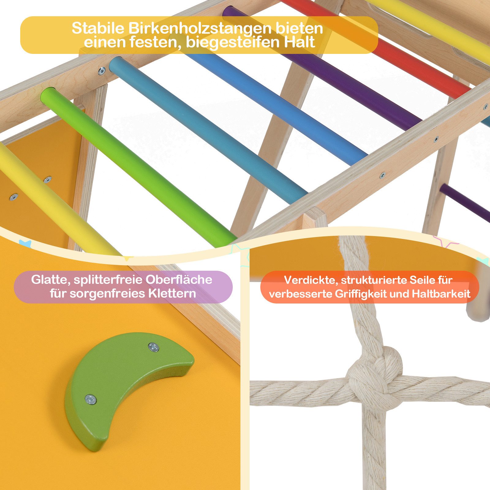 COSTWAY Klettergerüst, 6-in-1 Indoor Spielplatz mit Rutsche, Kletterwand