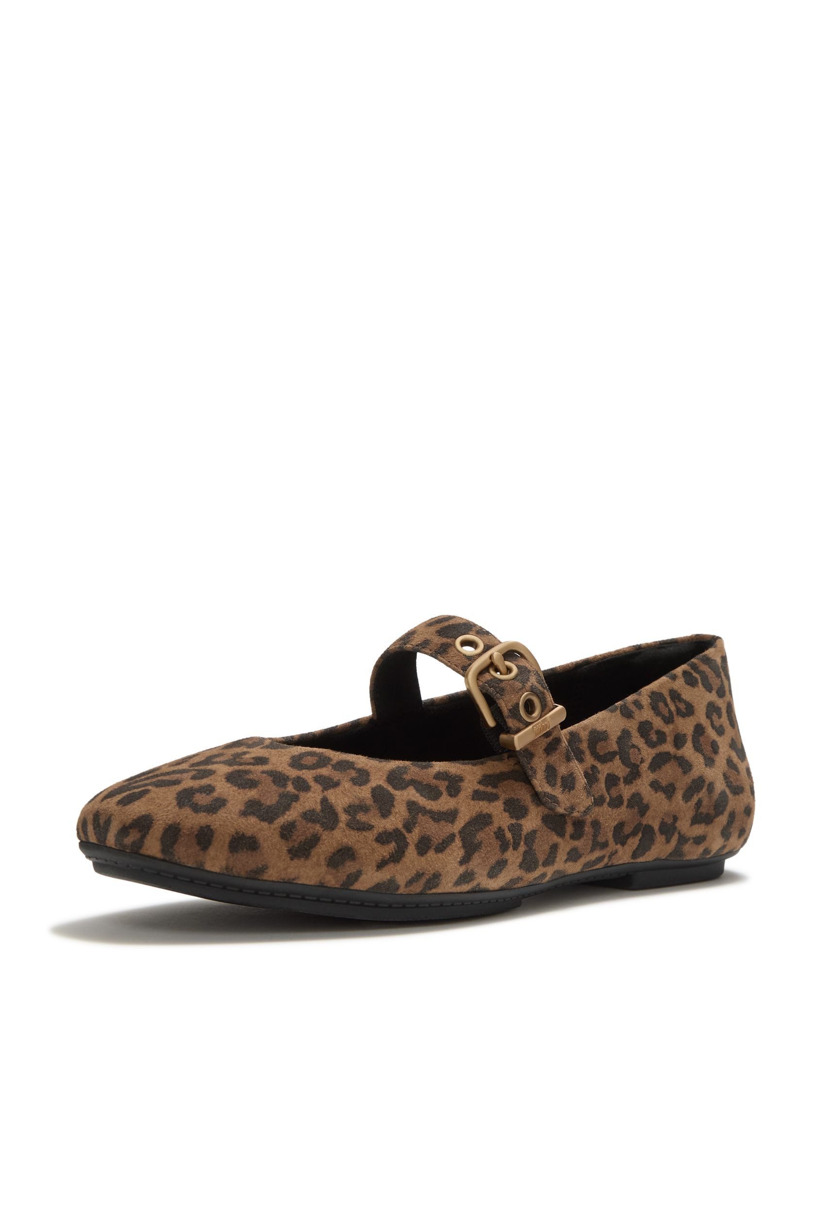 Fitflop DELICATO SUEDE LEOPARD MARY JANES Ballerina Tan Black