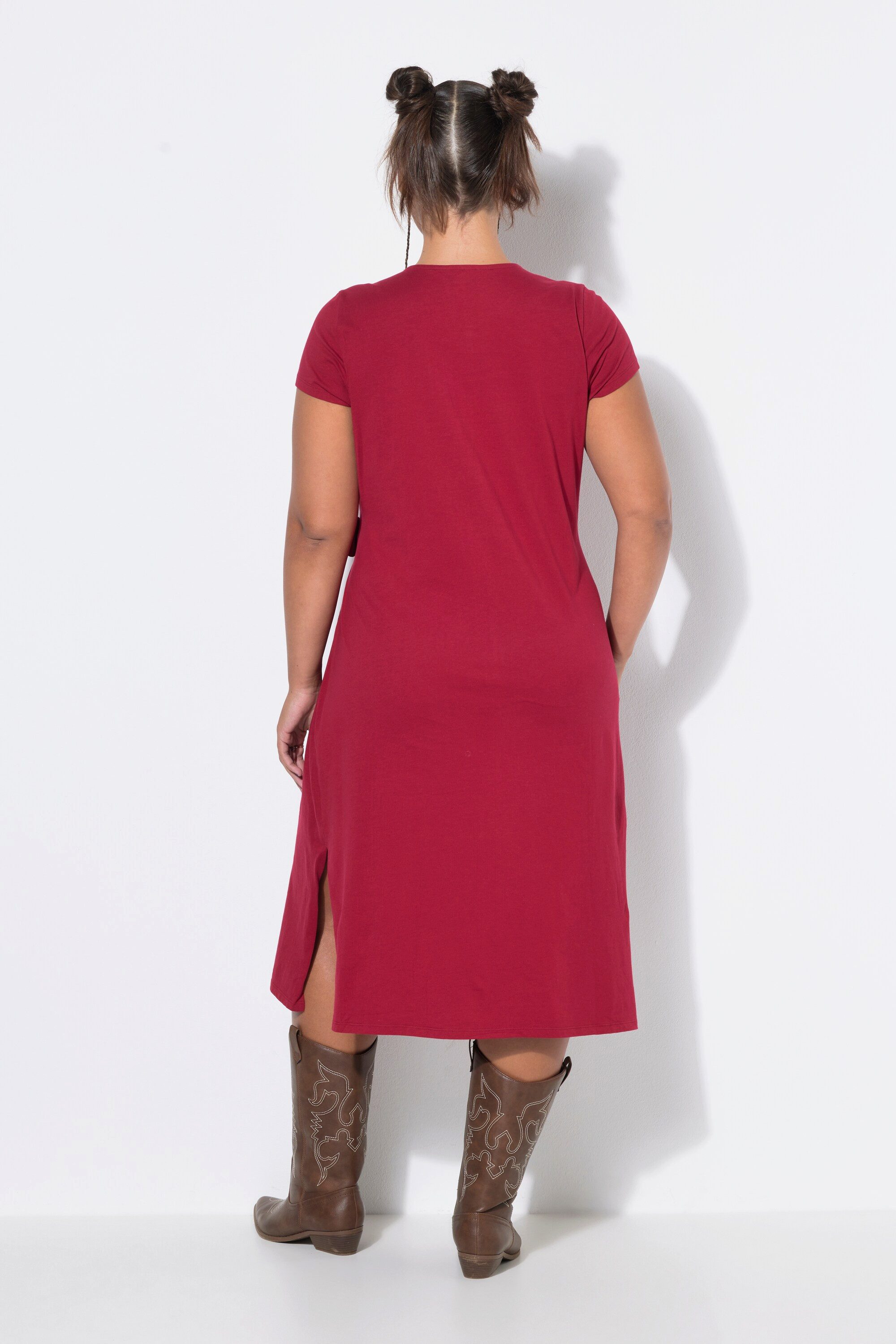 Studio Untold Midikleid Midi-Jerseykleid A-Line Drapierung mit Bindeband