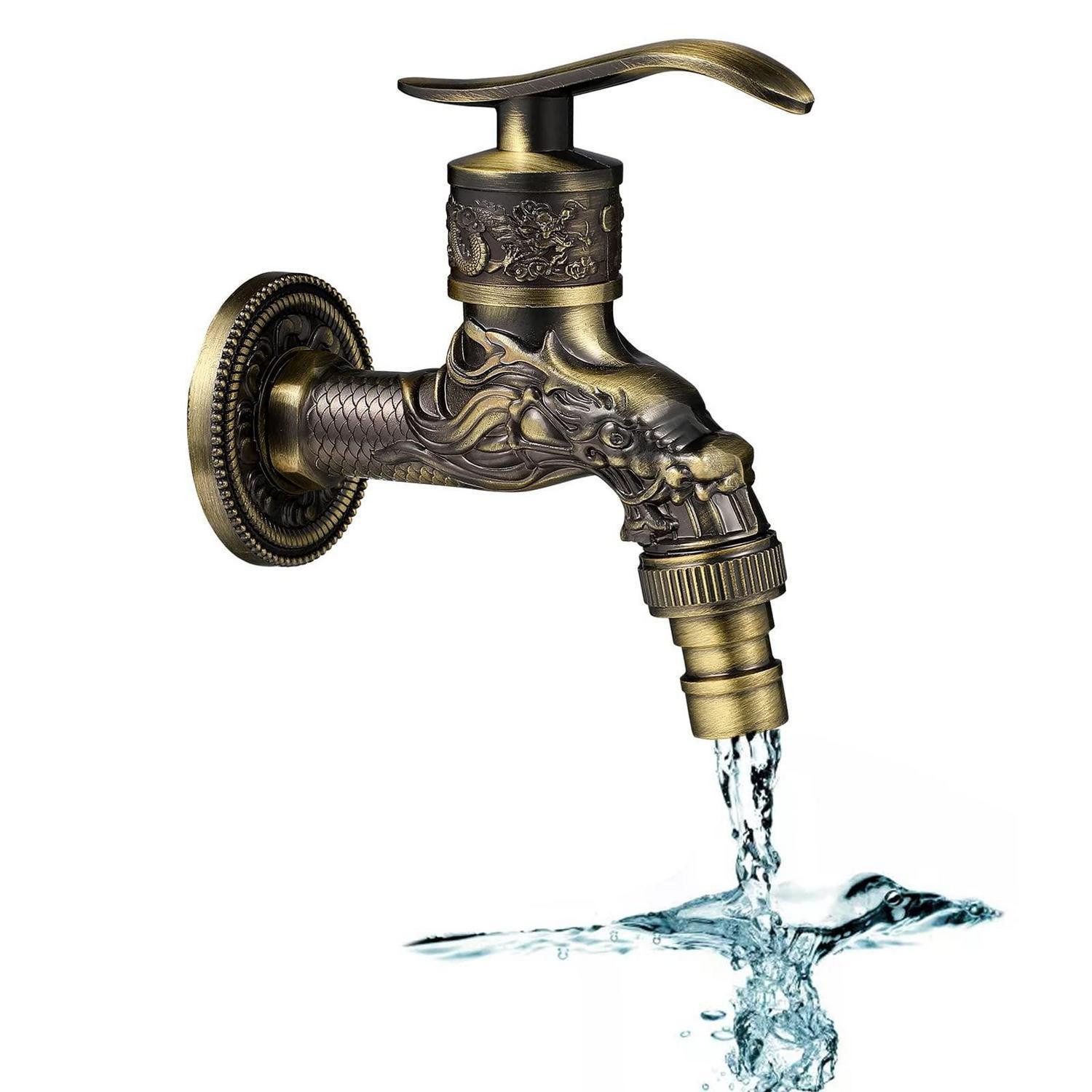 LuxusKollektion Unterputzarmatur Vintage Wasserhahn Drache geschnitzt Antik Messing (1-St)