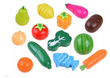 COIL Kinder-Küchenset Holzspielzeug für die Küche, Obst und Gemüse aus Holz, Küchenzubehör, (17-tlg., Schneiden Obst Gemüse Lebensmittel Holz, für alle Kinder ab 6 Jahren)