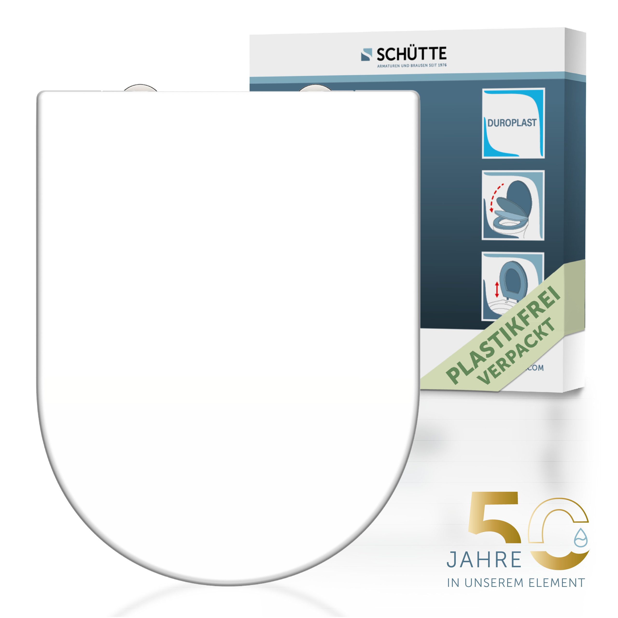 Schütte WC-Sitz WHITE, Duroplast, Absenkautomatik, Schnellverschluss, belastbar bis 150 kg