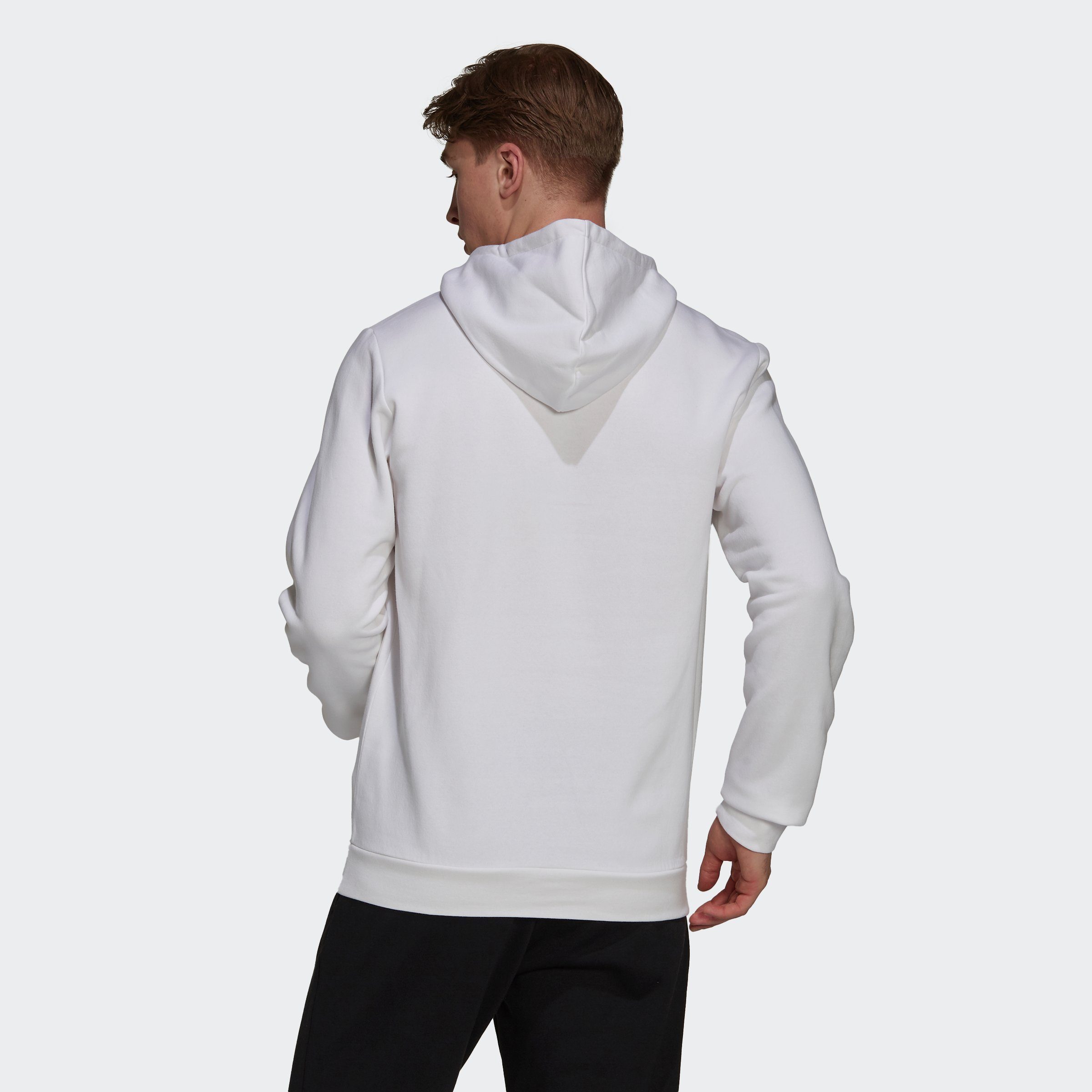 / Sportswear adidas ESSENTIALS HOODIE Kapuzensweatshirt FLEECE White Black