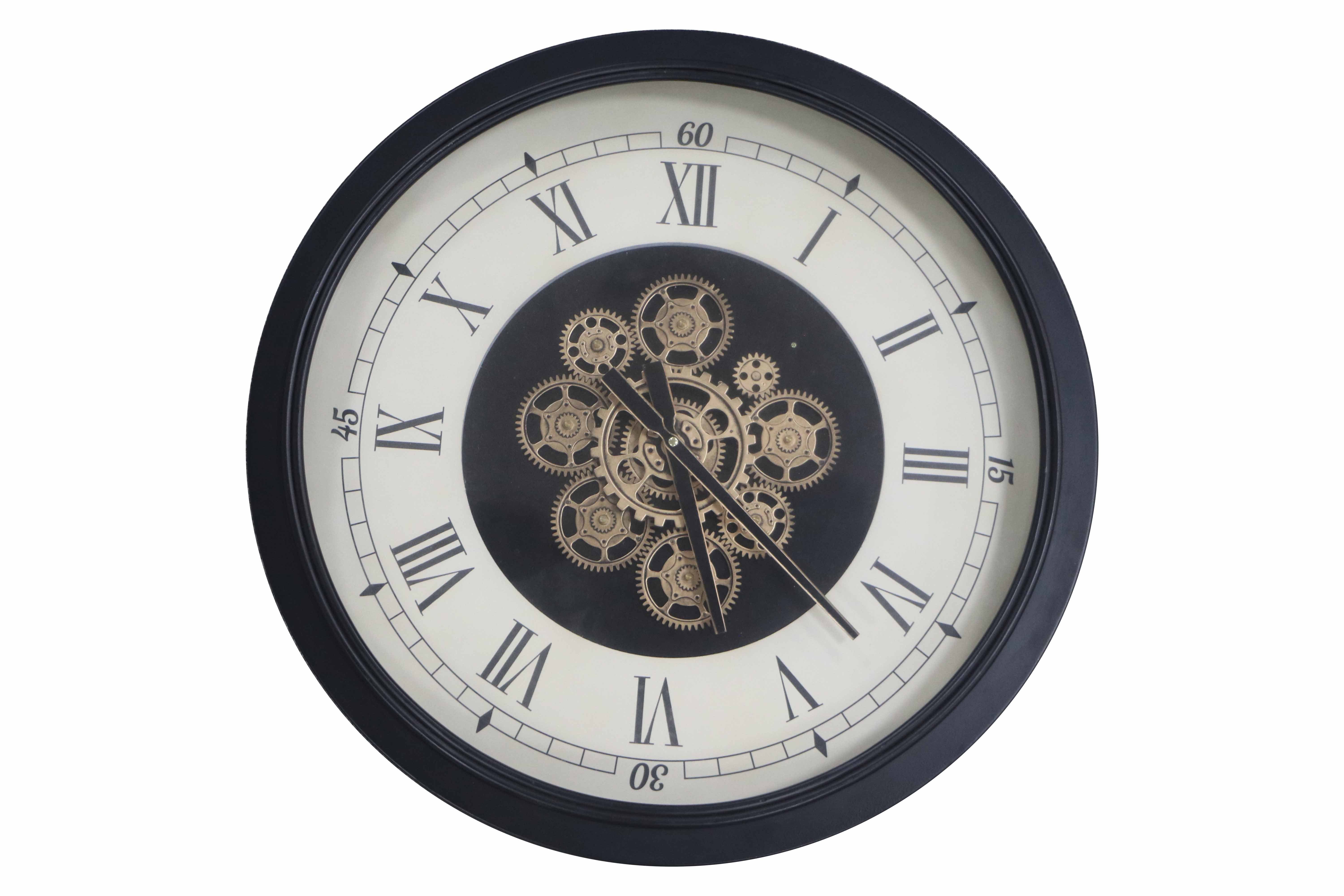 Wanduhr mit Beweglichen Zahnrädern Groß Hängeuhr Vintage 60cm Wohnzimmer