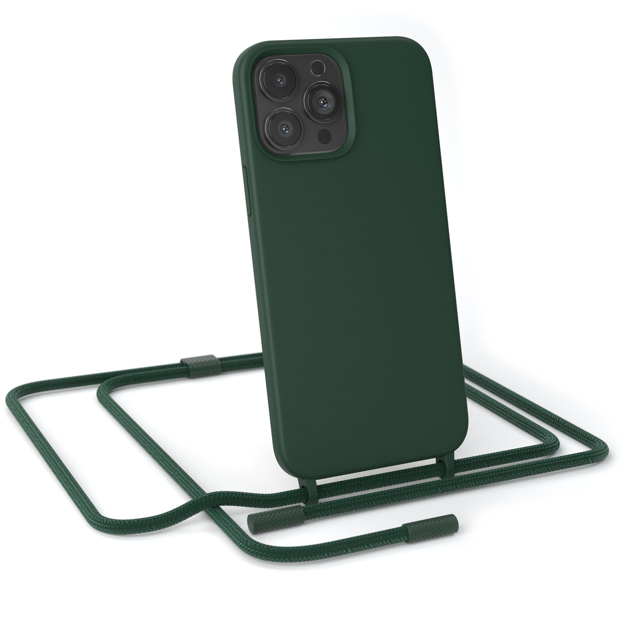EAZY CASE Handykette Runde Kette für Apple iPhone 13 Pro Max 6,7 Zoll, Handykette zum Umhängen Slim Phone Chain Festivalbag Smartphone Grün