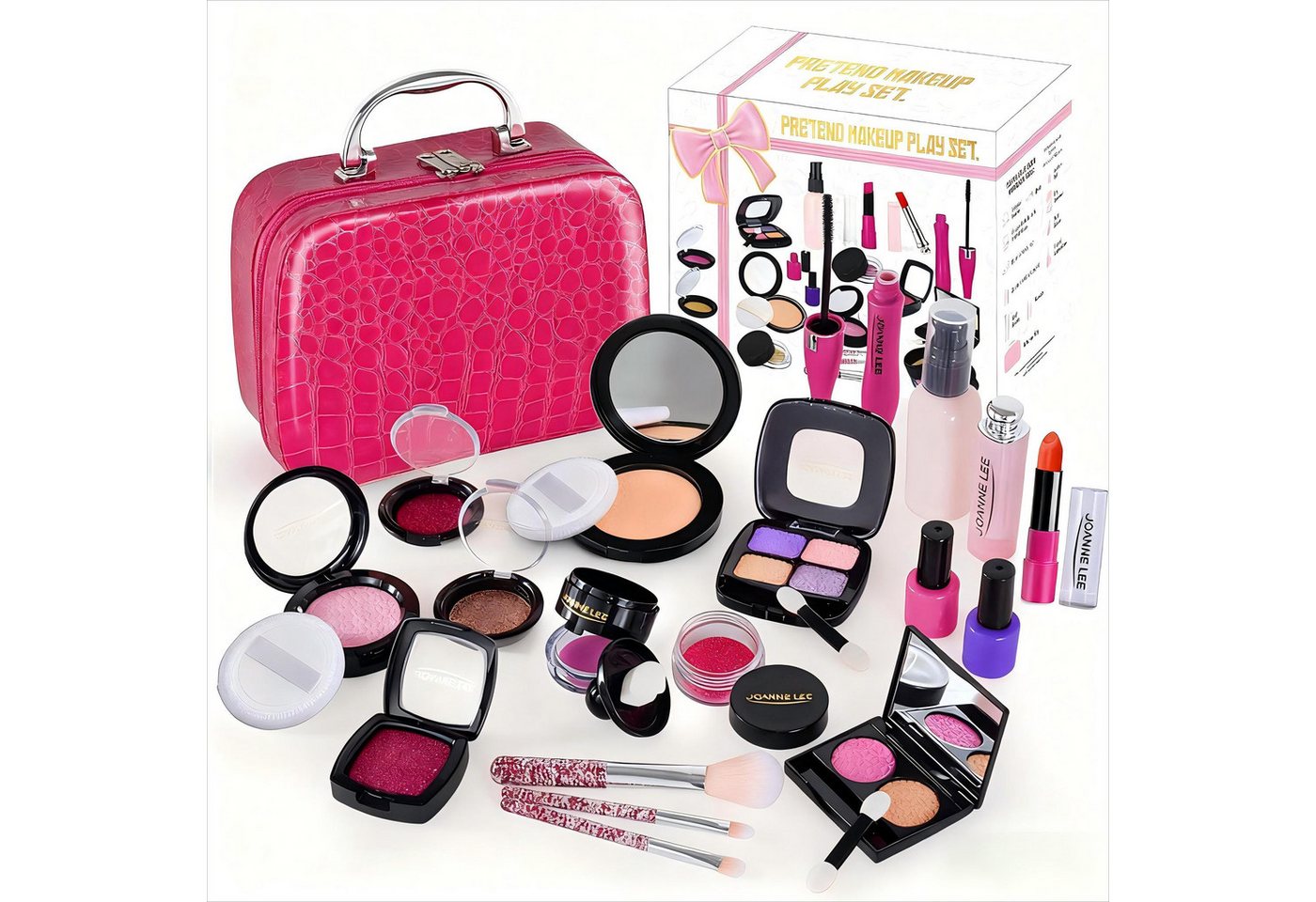 POPOLIC Kosmetik-Set Tragbarer Schminkkoffer für Kinder, Kosmetikspielzeug für Partys, Kinder-Schminkset, Mädchen-Schminkset, Kosmetik-Organizer-Box, Spielzeug für Partyspiele im Alter von 3 bis 8 Jahren